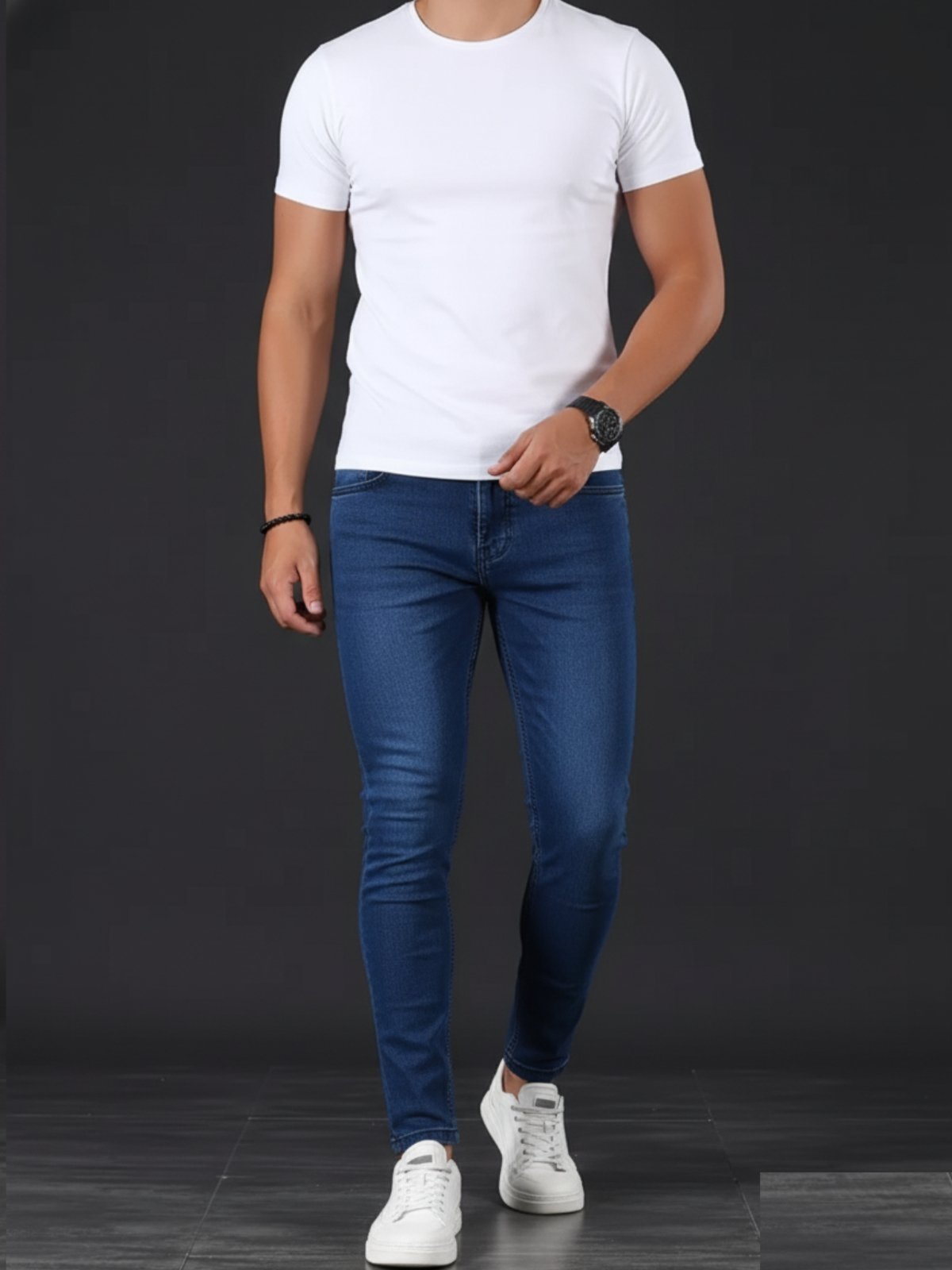 Calça Jeans Masculina Tempo Hábil Azul Escuro Básica e Confortável