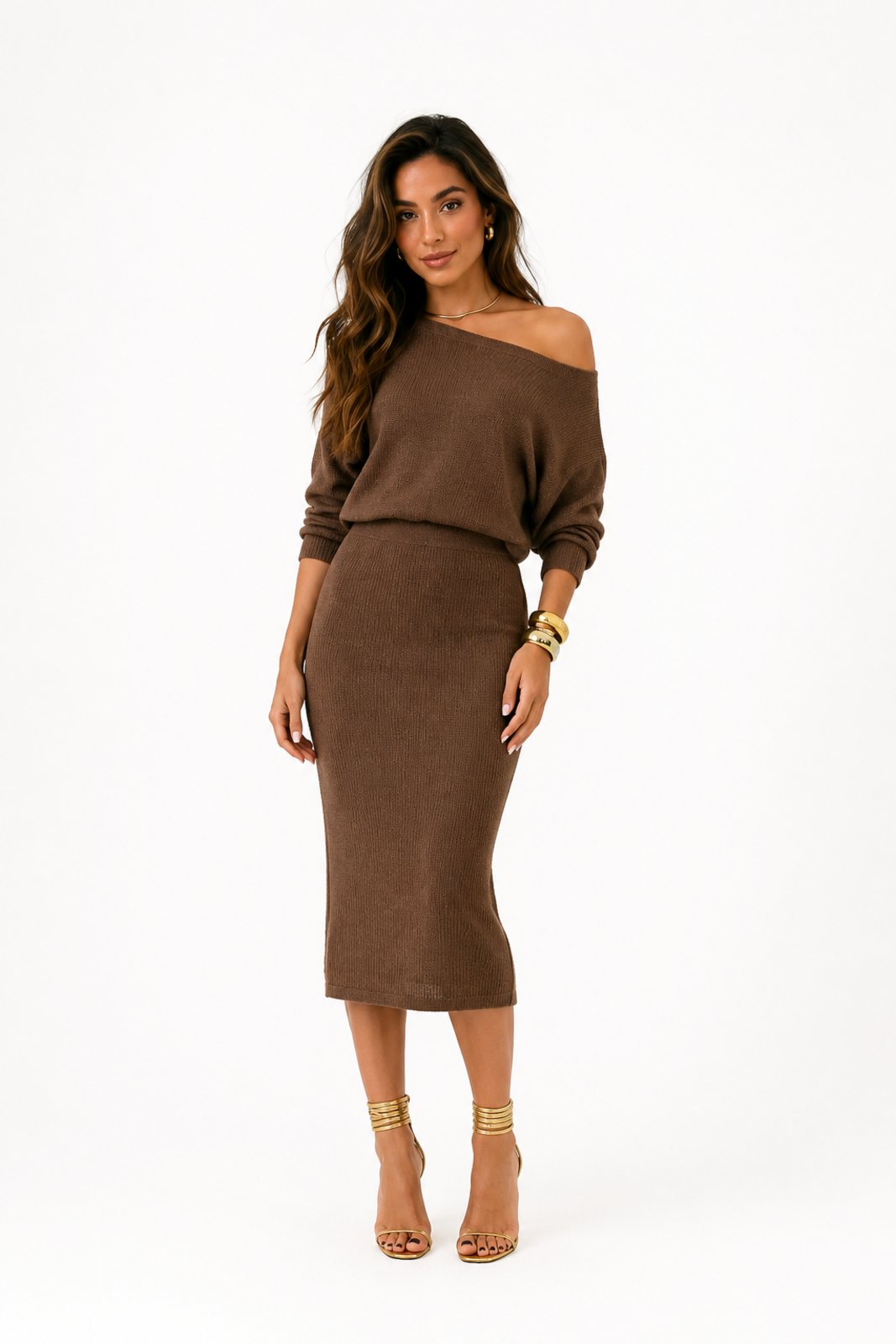 Conjunto Midi Feminino D Bell Outlet Fashion Marrom