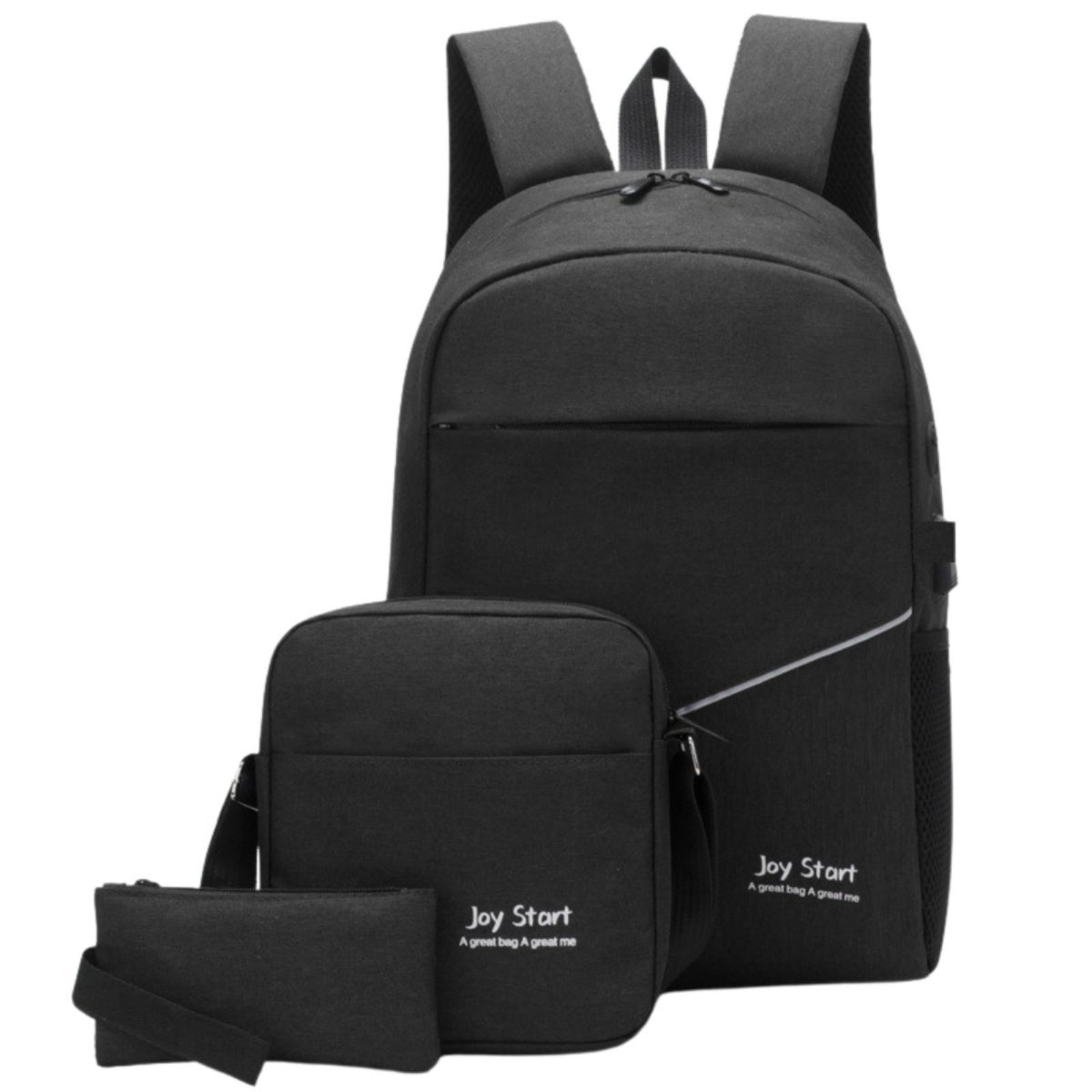 Kit Mochila Masculina Escolar Notebook Bolsa Transversal Masculina Necessaire Star Shop Preto