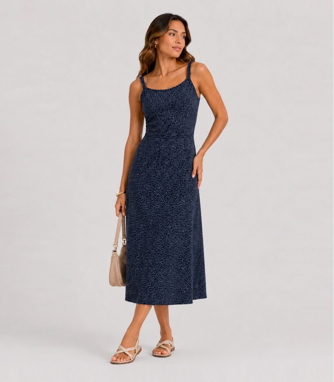 Vestido Feminino Midi Visco Premiere Infinita Cor Azul