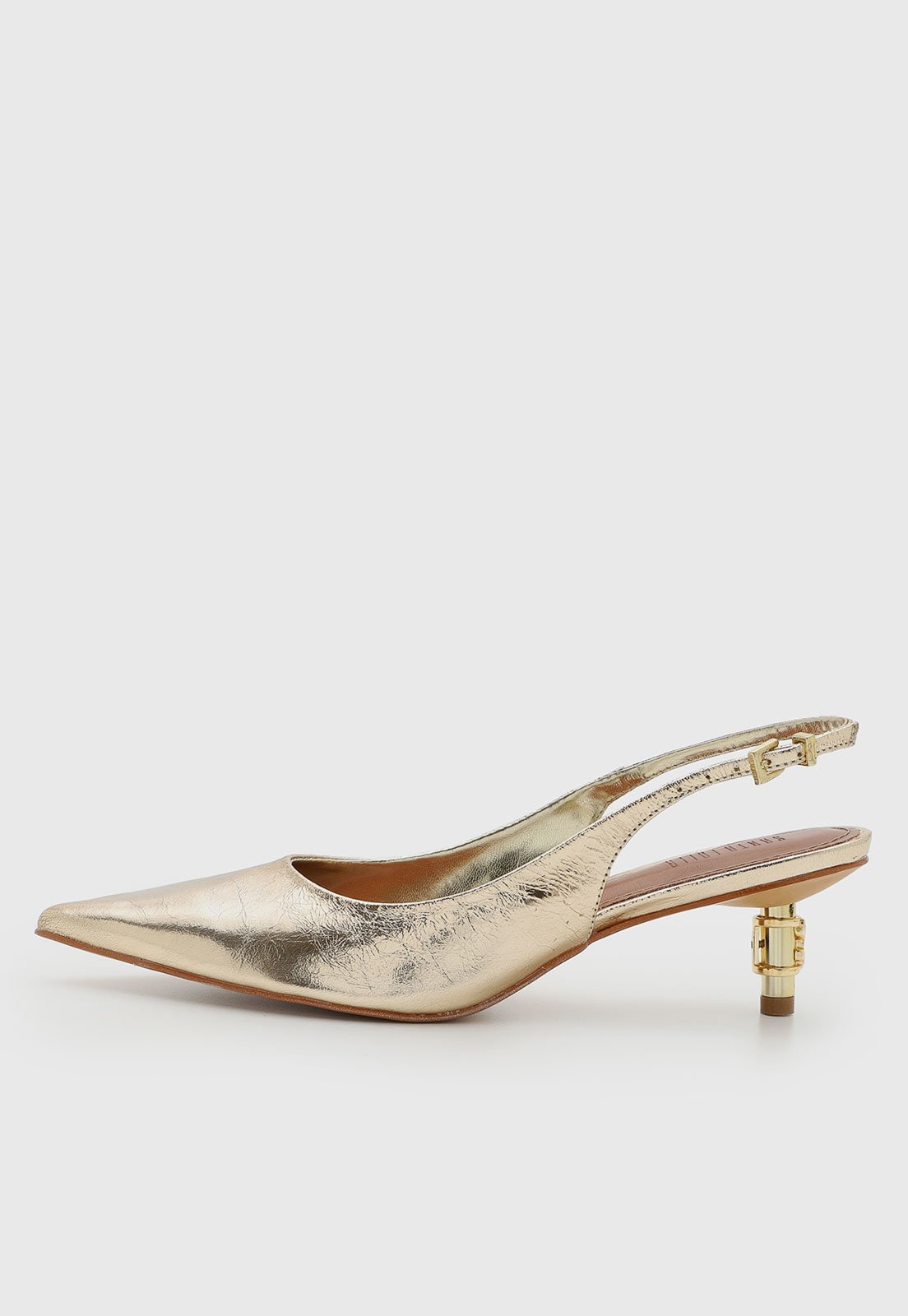Scarpin Feminino Santa Lolla Slingback Couro Dourado