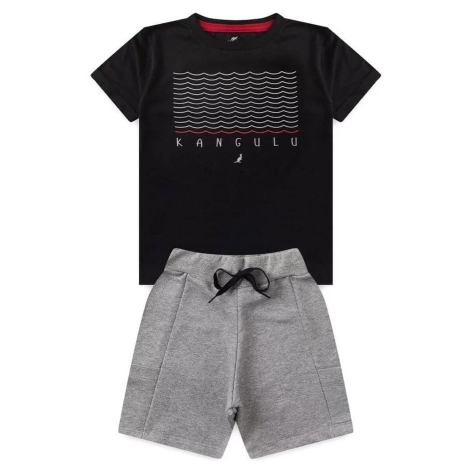 Vista 2 Infantil - Conjunto Menino Verão Ondas Kangulu ROSA AZUL KIDS preto ROSA AZUL KIDS preto