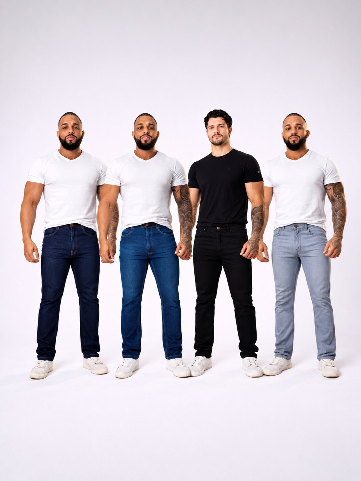 Kit 4 Calças Jeans Masculina Skinny Yellow Jeans Azul Escuro Azul Médio Cinza Preto