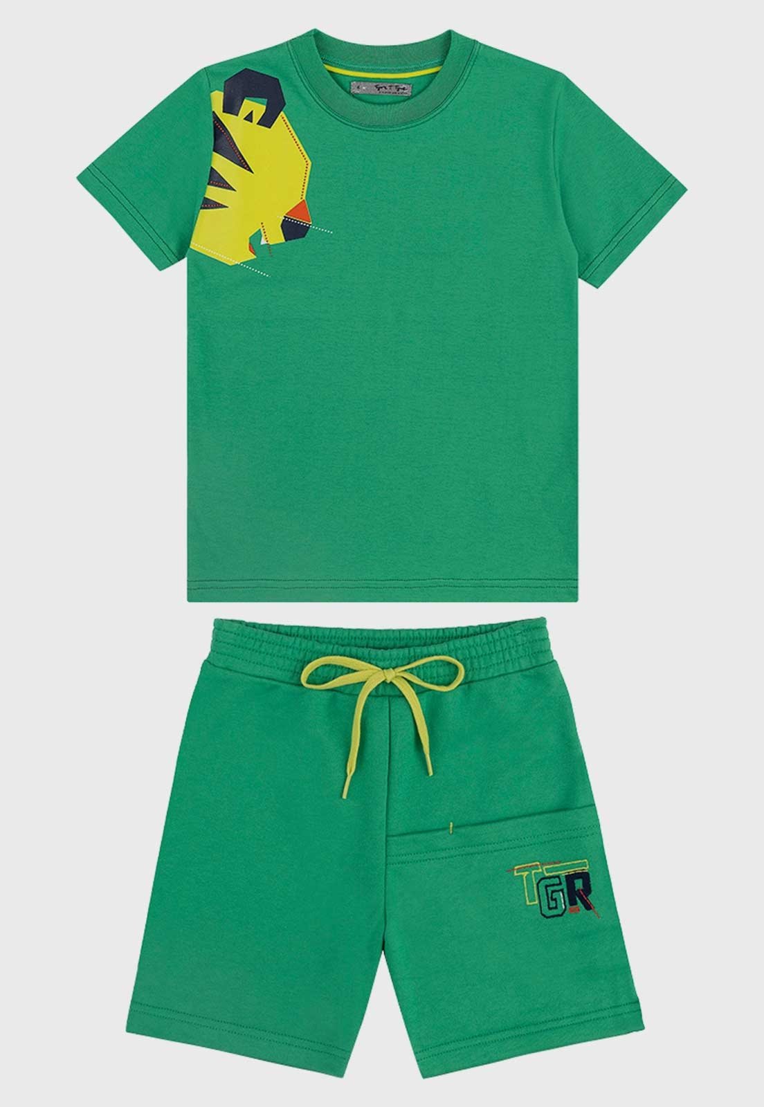 Conjunto Tigor T Tigre Curto Bordado Verde