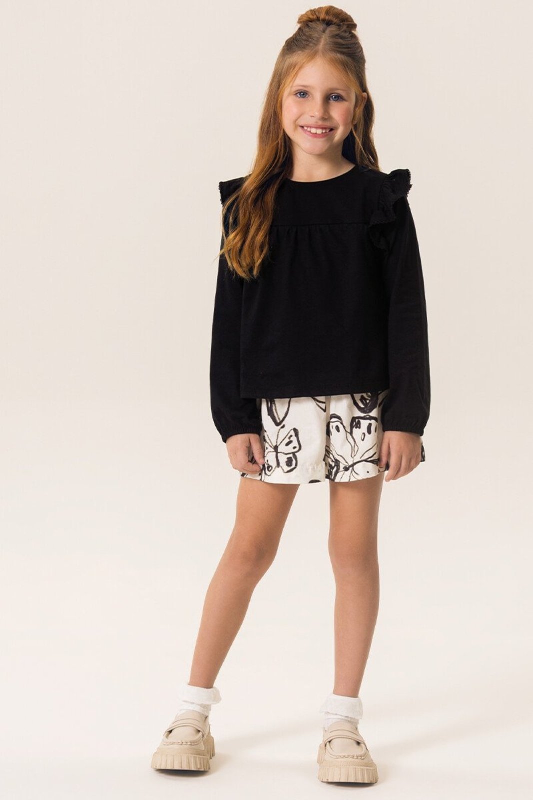 Infantil - Conjunto Bugbee Blusa Malha Com Shorts em Tricôline Estampado