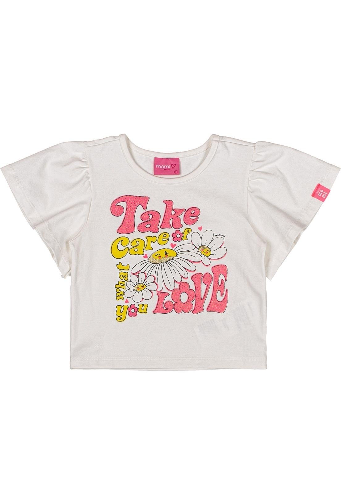 Vista 2 Infantil - Blusa Manga Curta Momi branco Momi branco