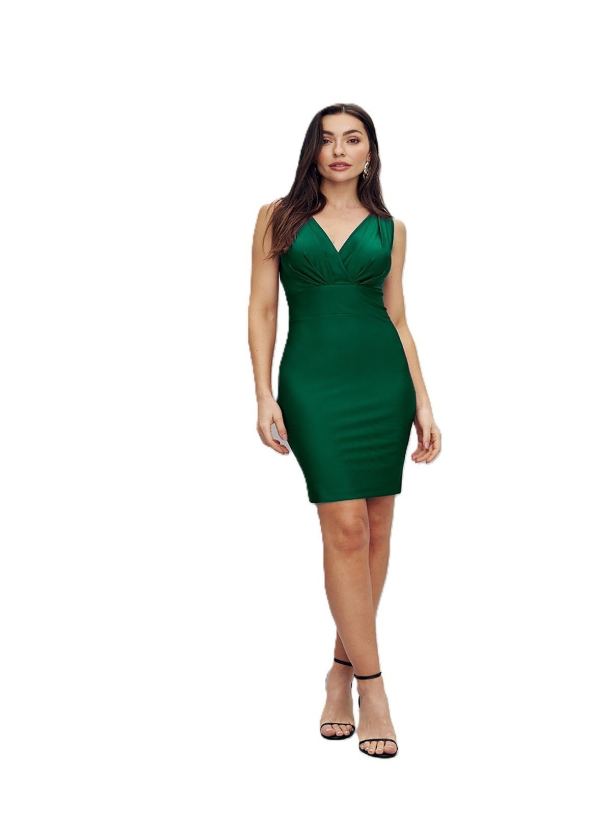 Vestido Curto Charry Liso Com Decote V Preto