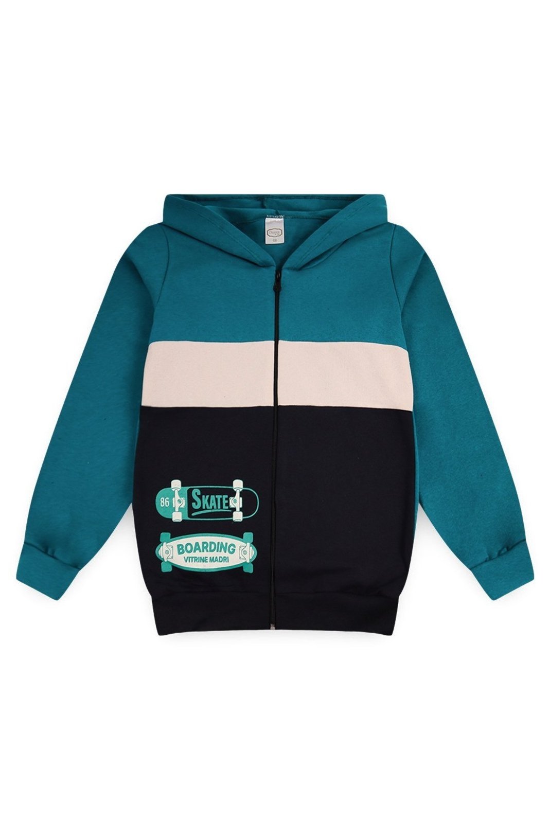 Infantil - Jaqueta Moletom Juvenil Menino c/ Capuz e Zíper Skate Boarding
