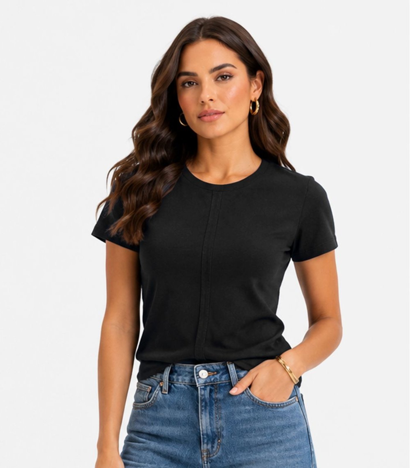 Blusa Feminina Manga Curta Infinita Cor Preto