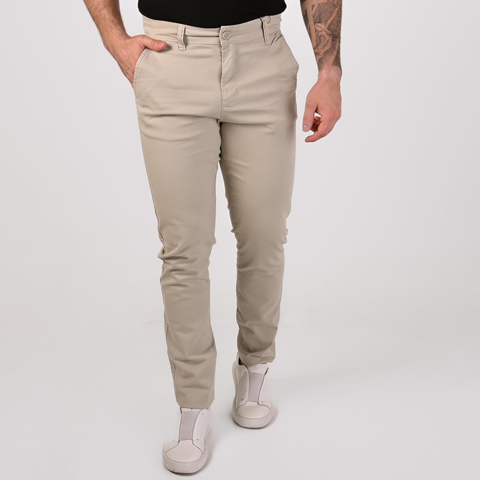 Calça VersatiOld Sarja Basic Slim Areia