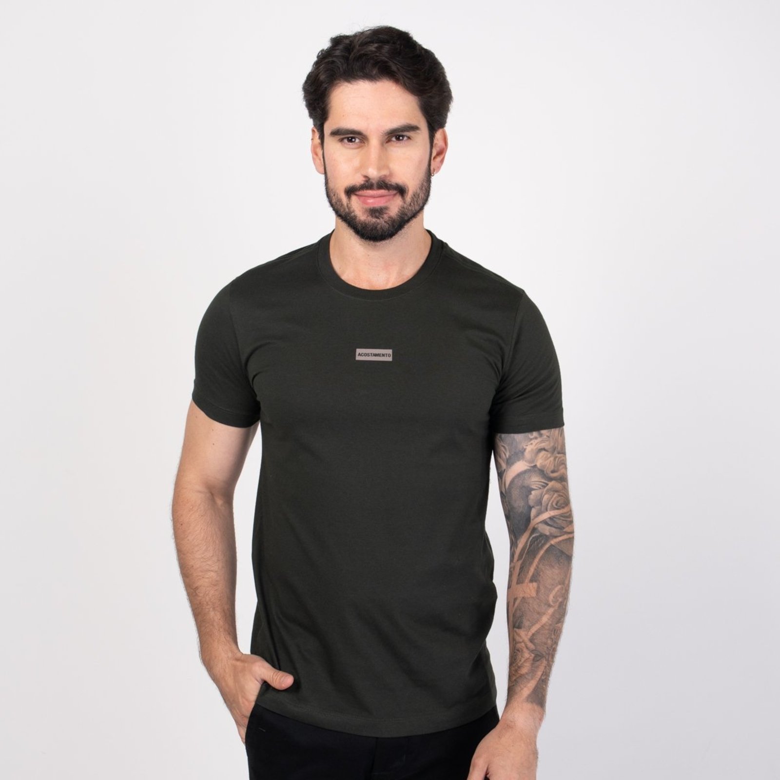 Camiseta Acostamento Patch Verde Escuro