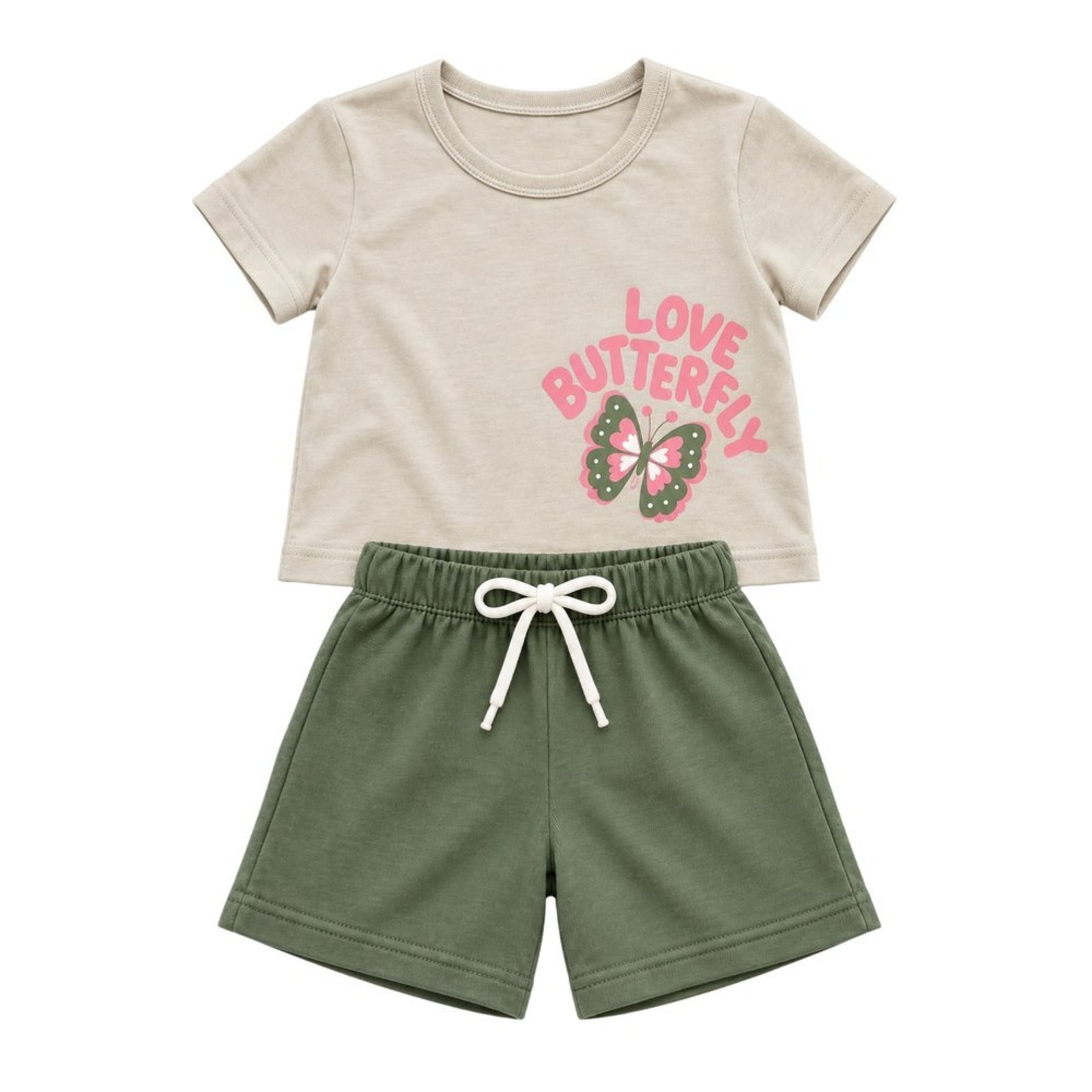 Infantil - Conjunto Menina Cropped Meia Malha Penteada Bermuda Moletinho