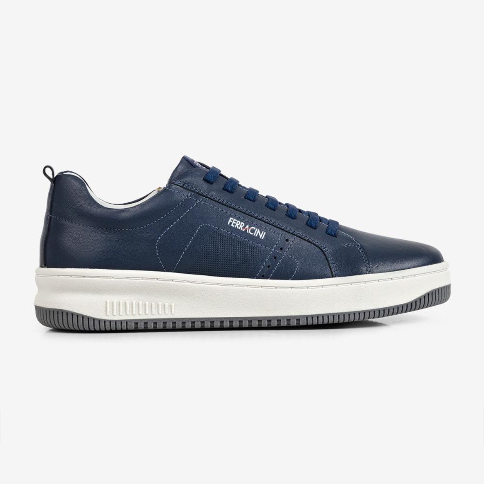 Tênis Casual Blur Ferracini Azul de Couro com Solado Branco Azul