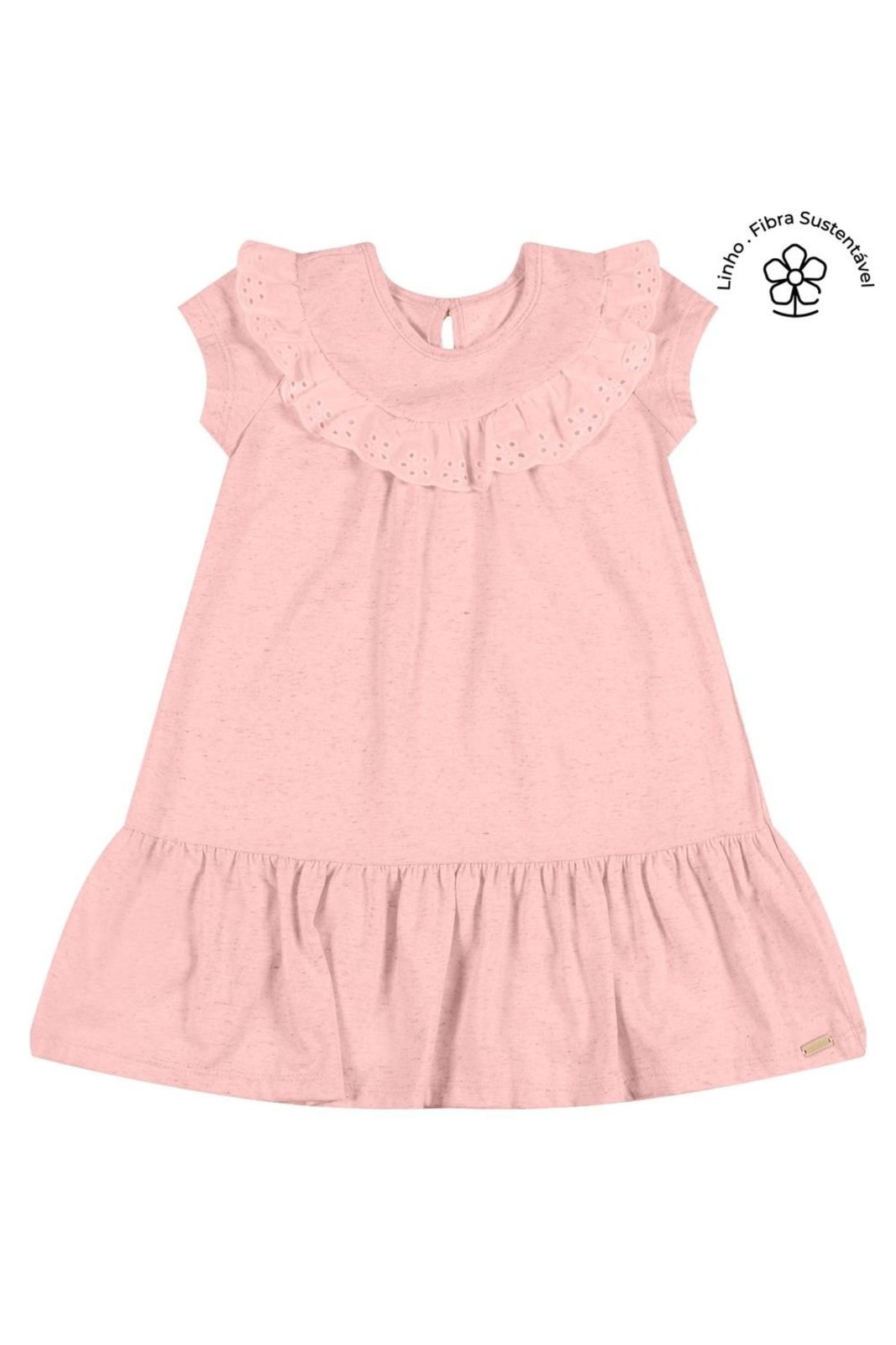 Infantil - Vestido Curto Menina Malha Linho Colorittá Rosa