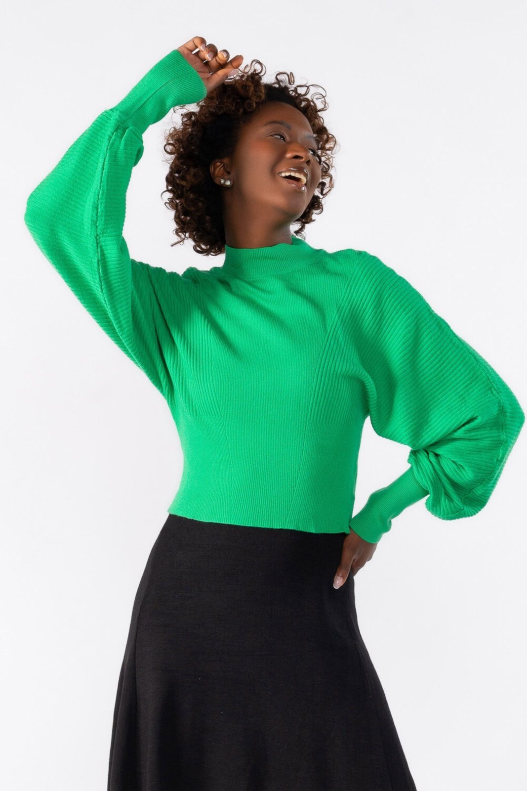 Blusa Lamis manga longa bufante Verde