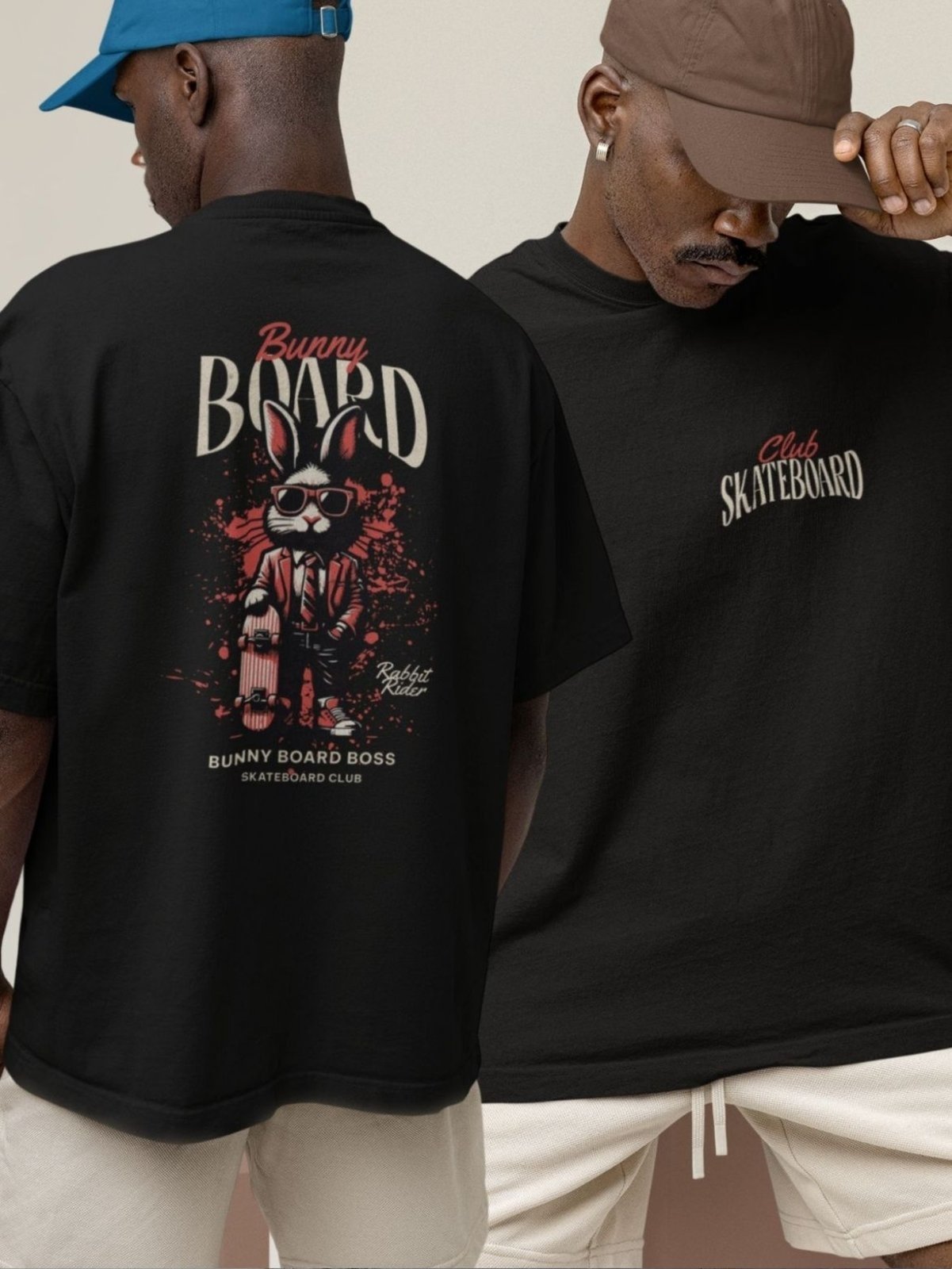Camiseta Básica Masculina GuGi Bunny Skateboard Preto