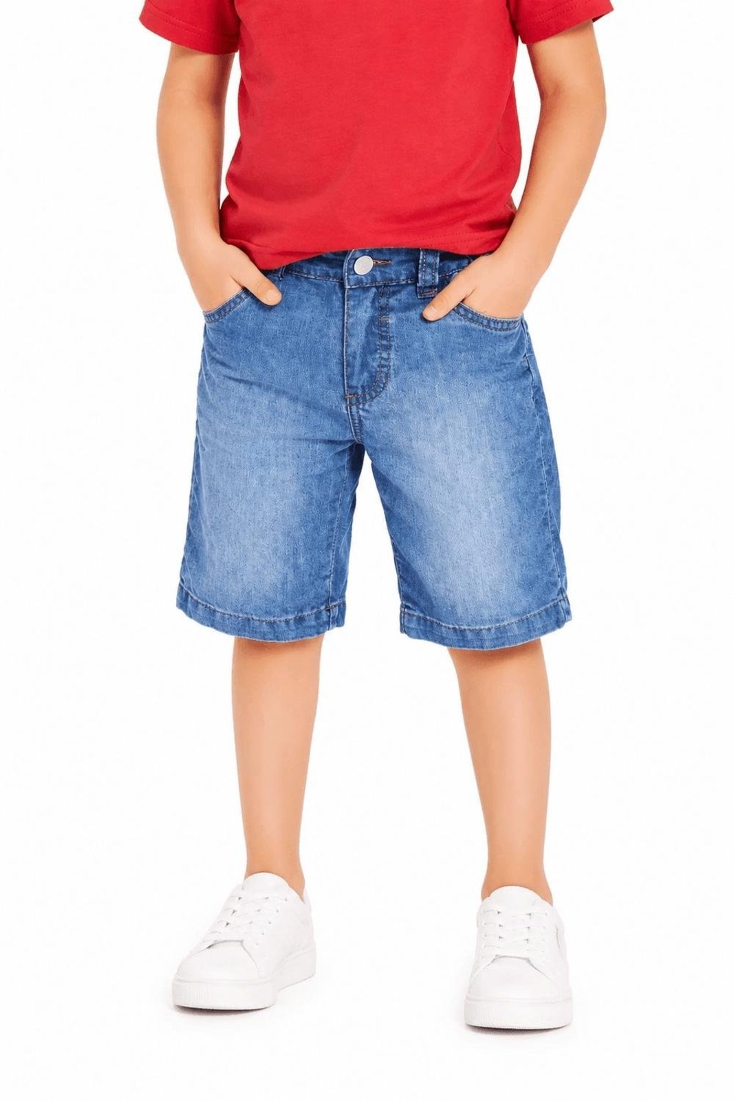 Infantil - Bermuda Jeans Menino Básico Alphabeto Azul Azul