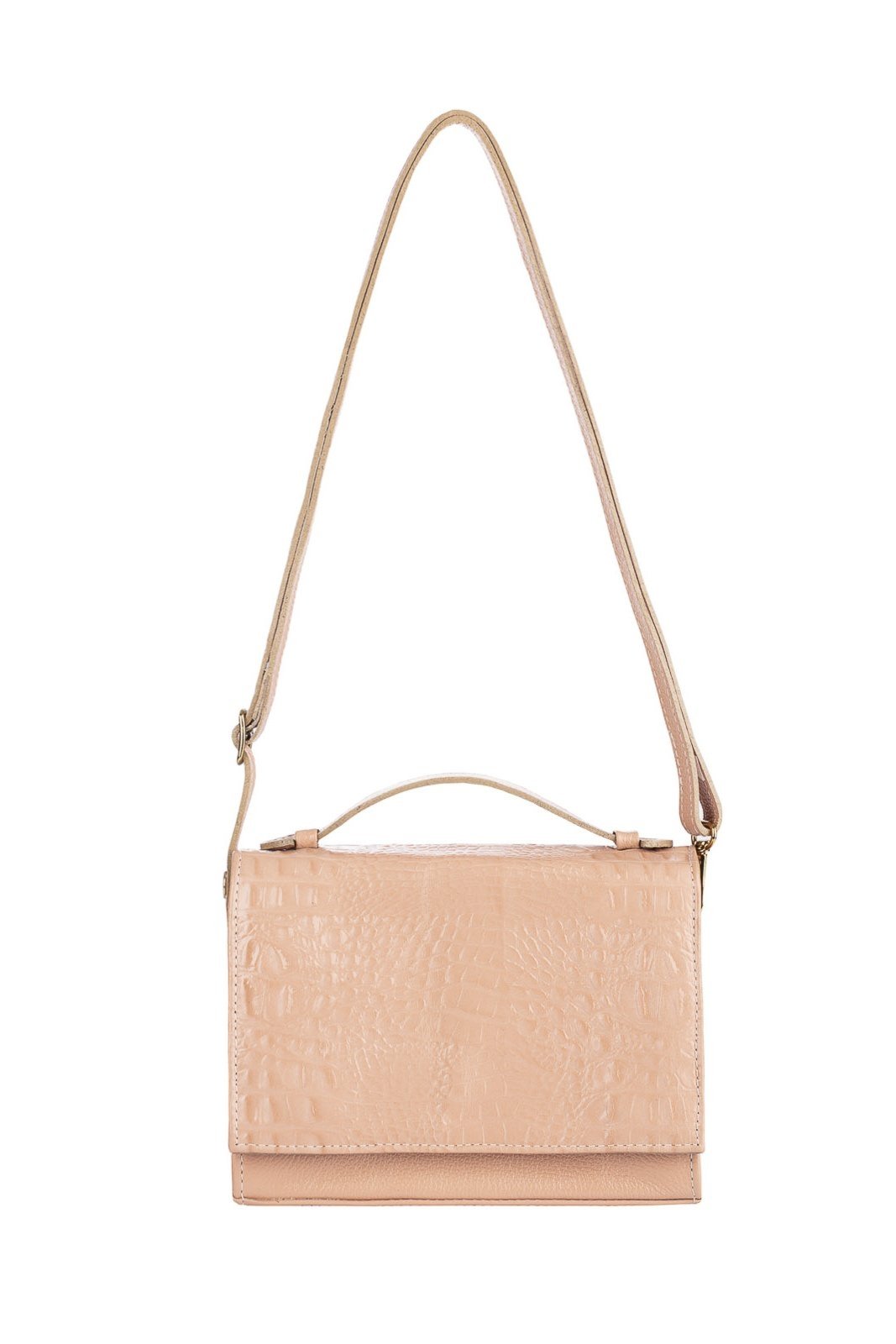 Bolsa pequena transversal de couro croco Deise - Bege