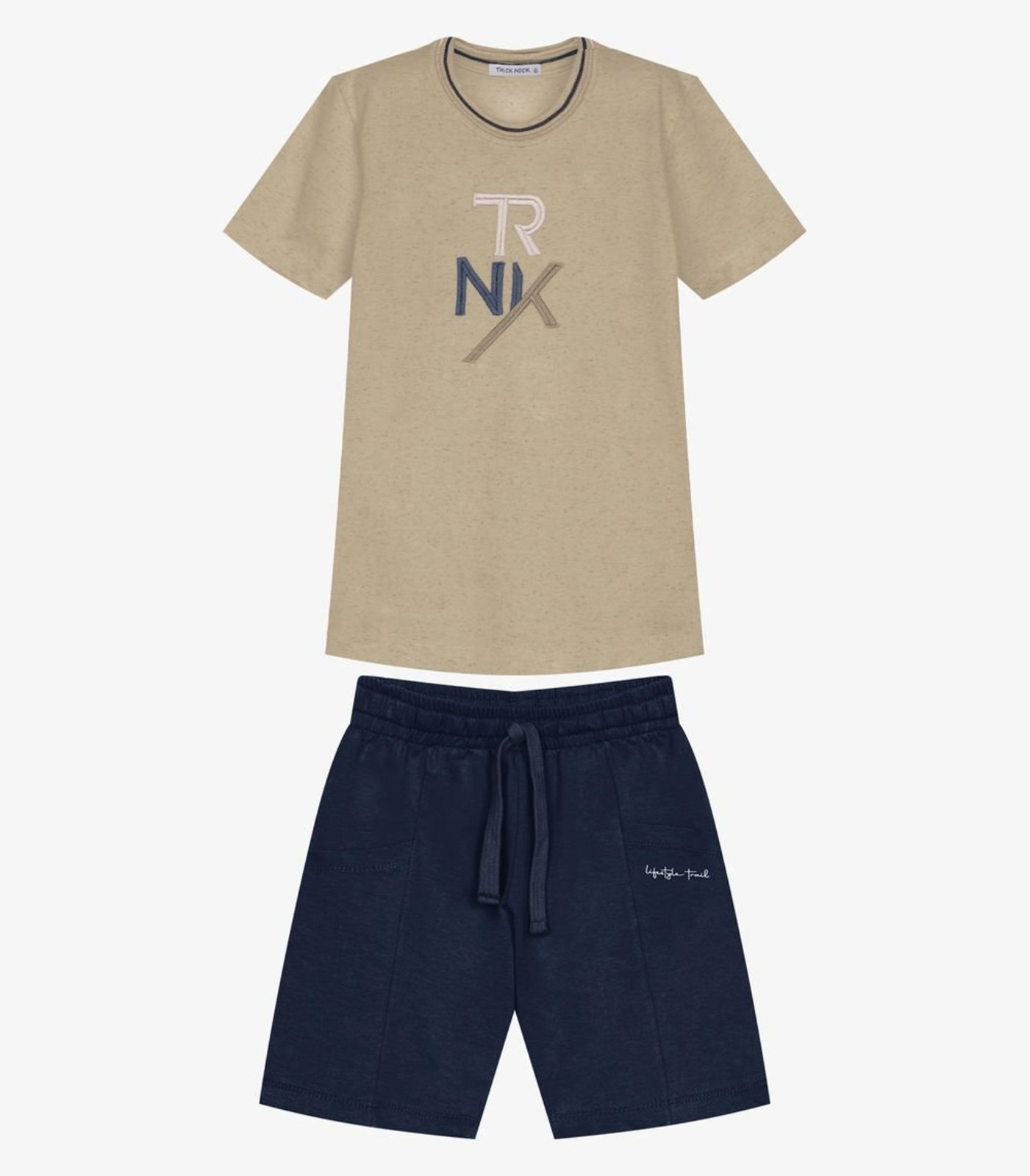 Infantil - Conjunto Camiseta Com Bermuda Trick Nick Bege