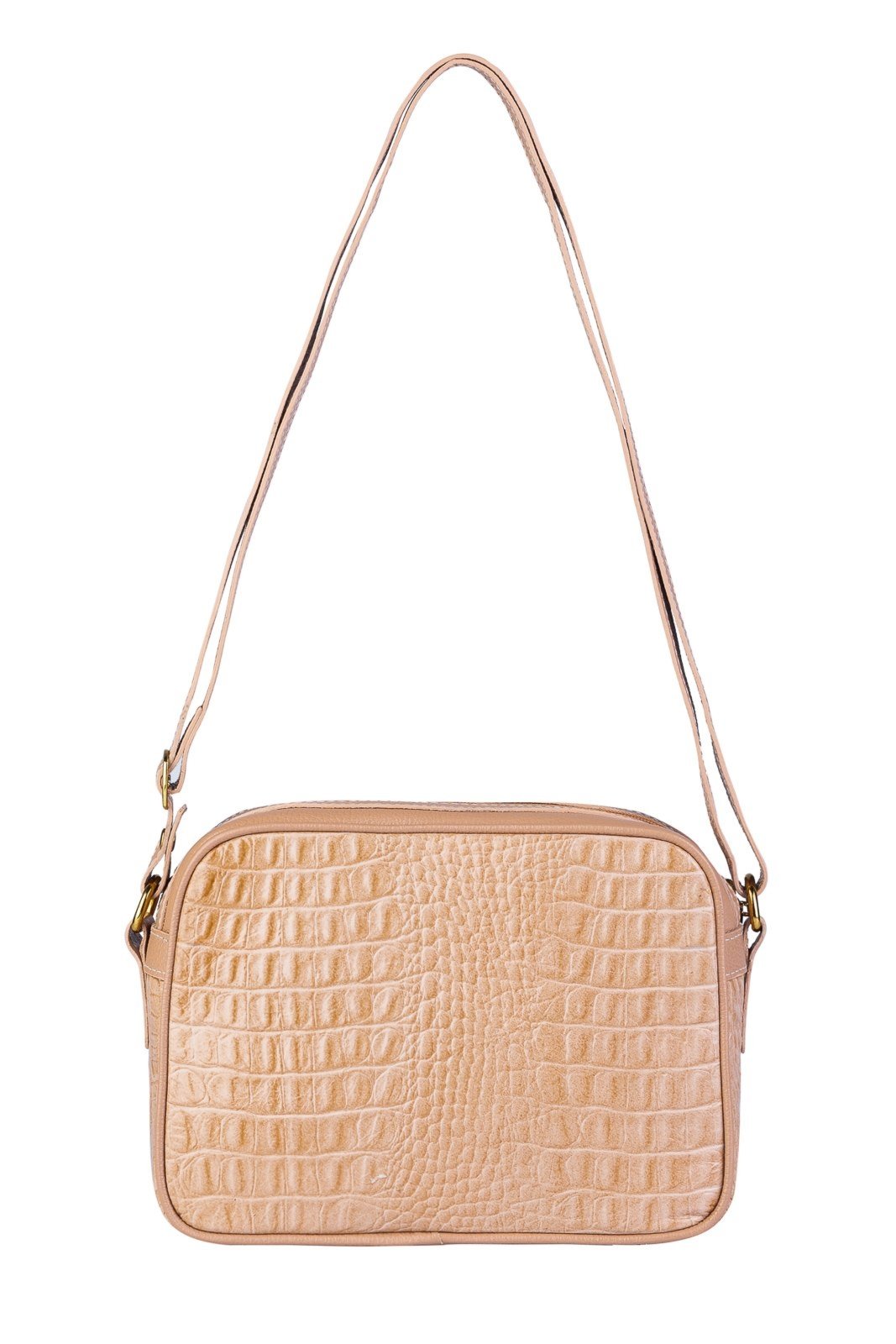 Bolsa quadrada pequena de couro croco Diana - Bege