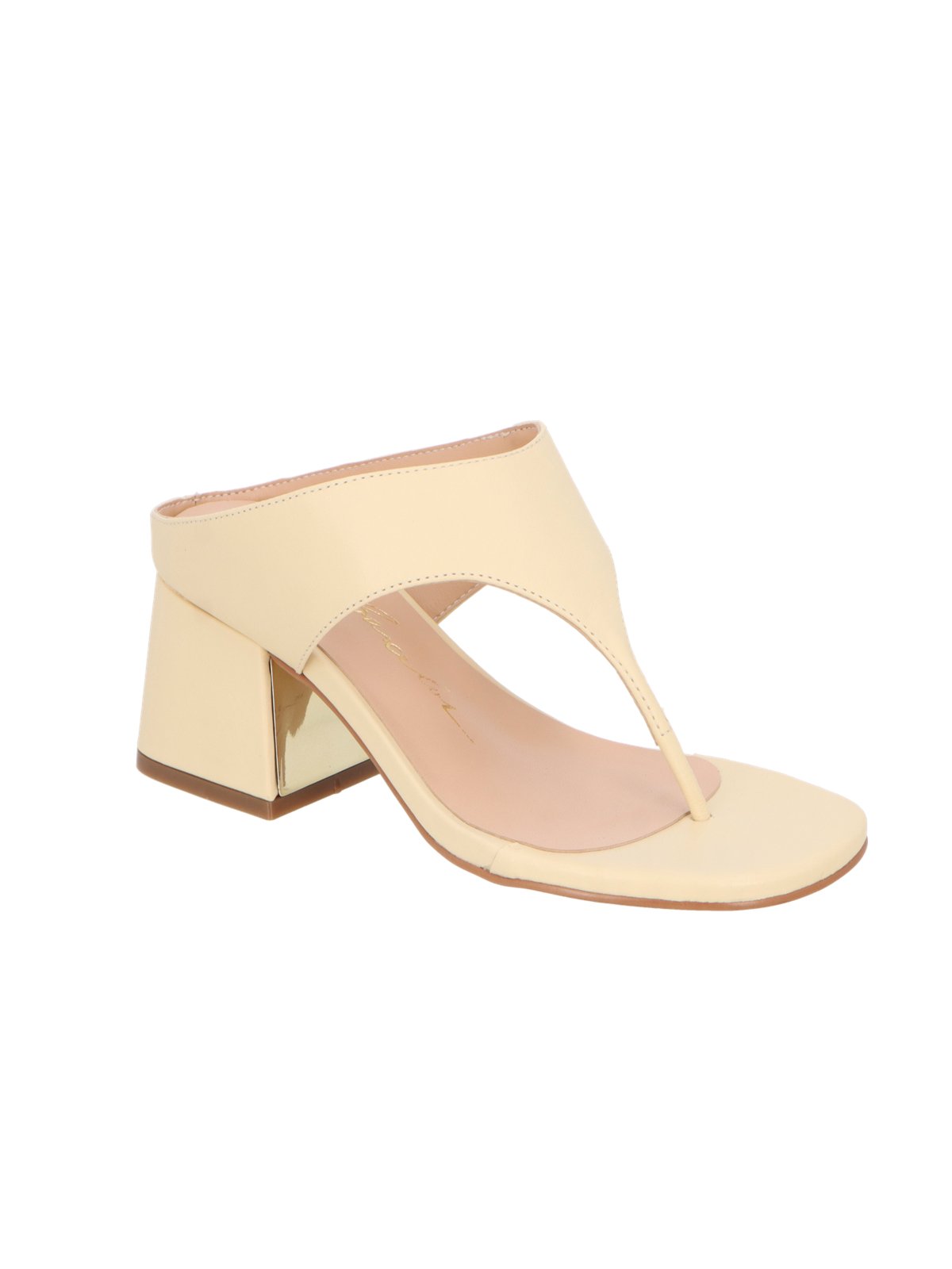 Mule Luiza Barcelos Amarelo Salto Medio Couro