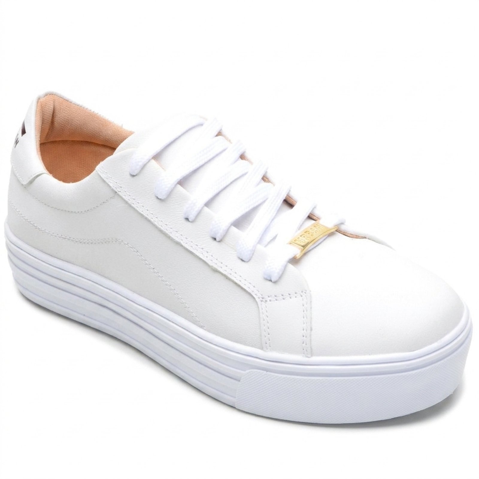 Tênis Feminino Casual Miuzzi Para Uso Cotidiano Couro Legítimo Branco