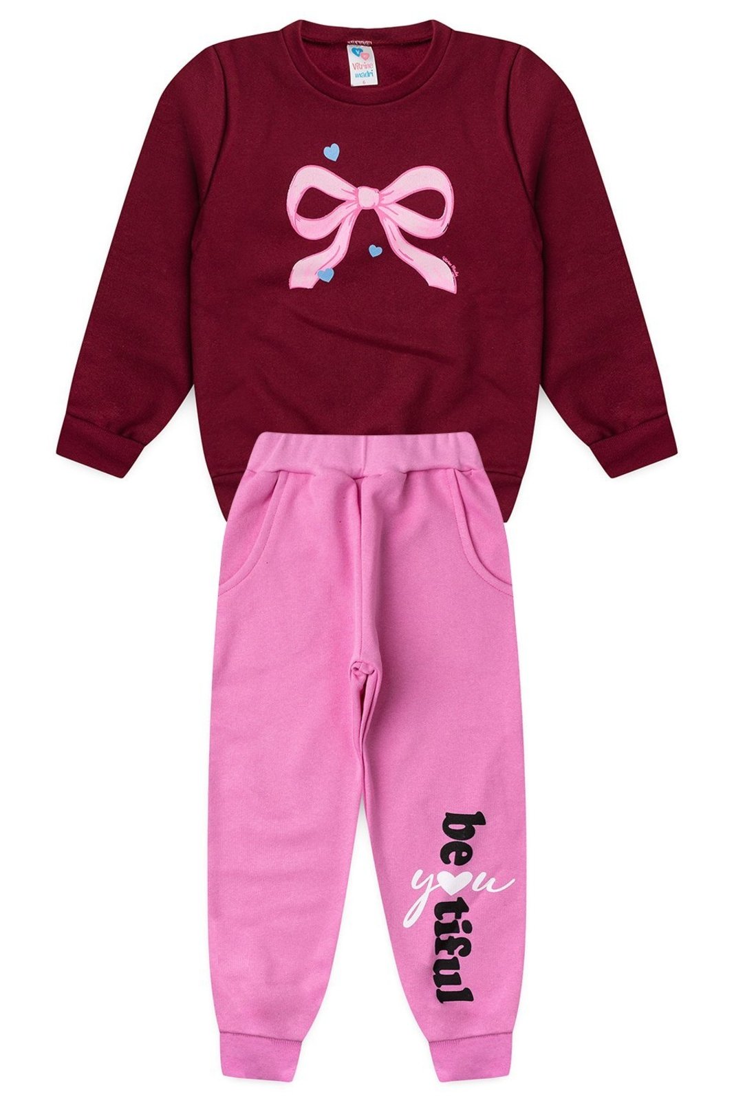 Infantil - Conjunto Moletom Menina c/ Bolso Pretty Beautiful