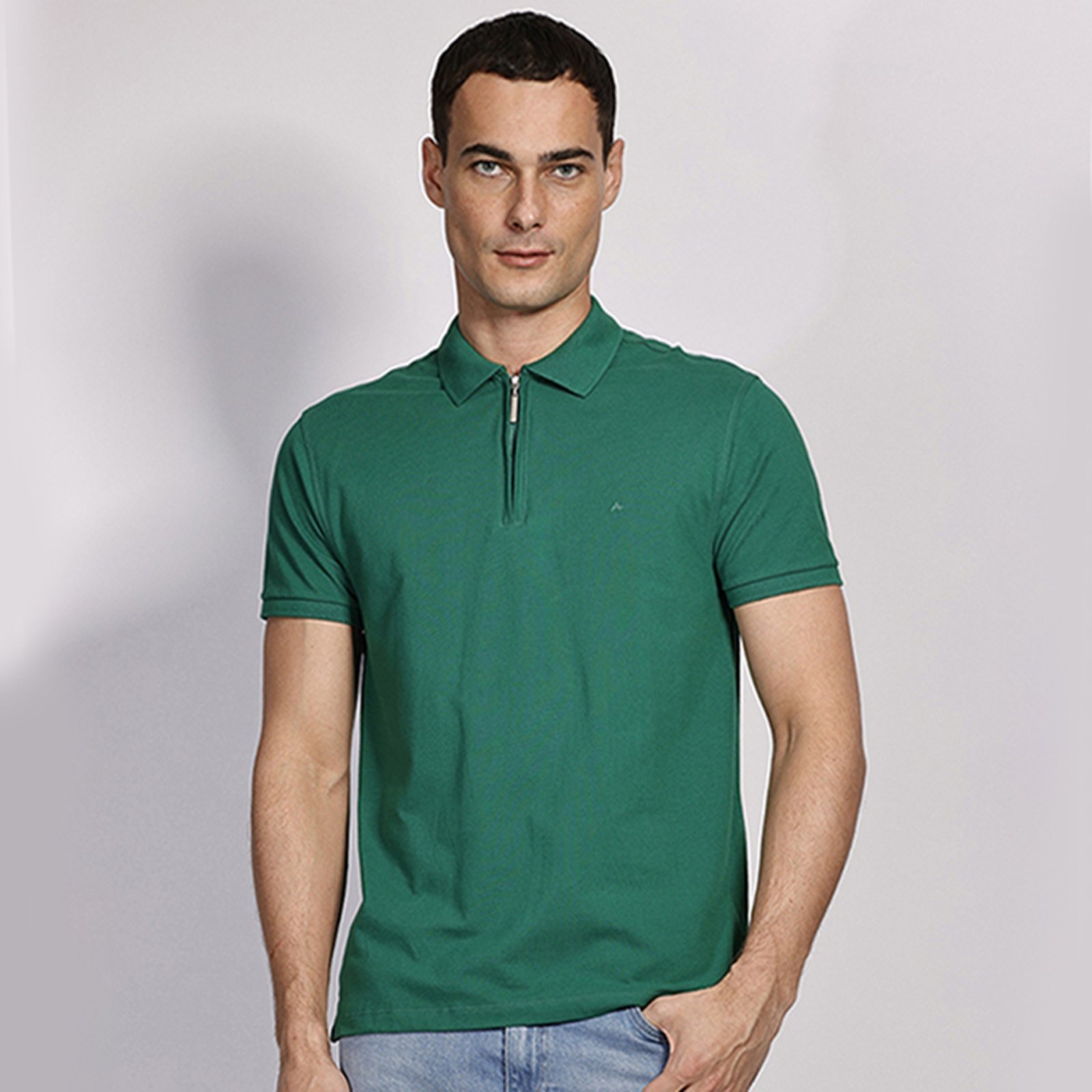 Camisa Polo Aramis Piquet Zip Ou25 Verde Masculino