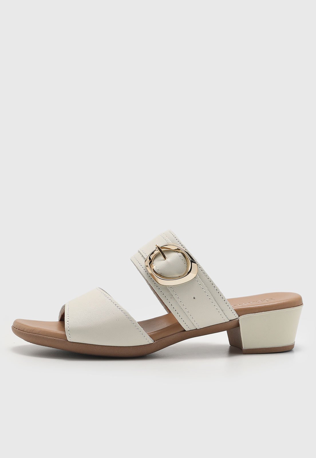 Sandália Feminina Usaflex Salto Bloco Médio Off-White