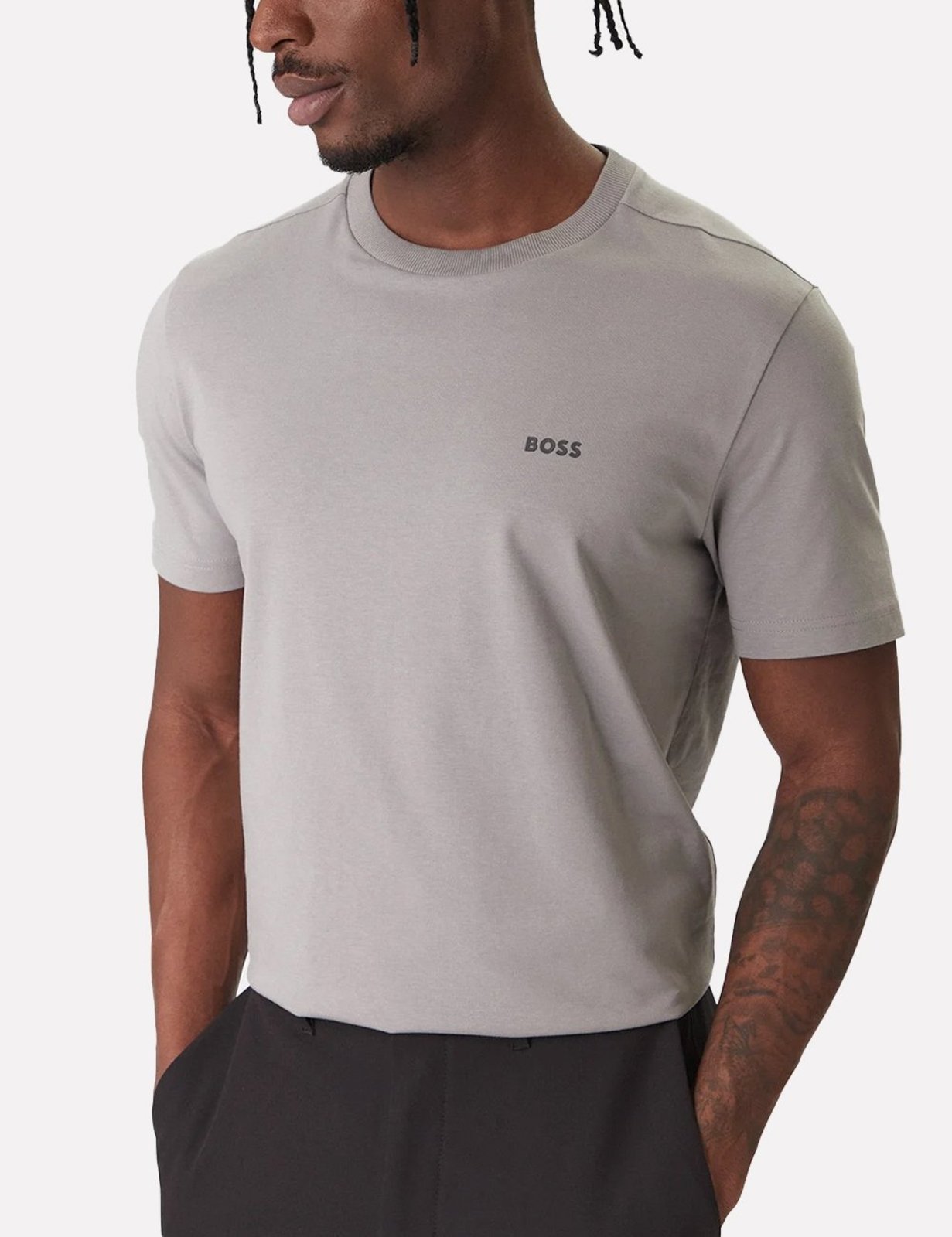 Camiseta Hugo Boss Masculina Regular Stretch Tee 063 Cinza Gelo