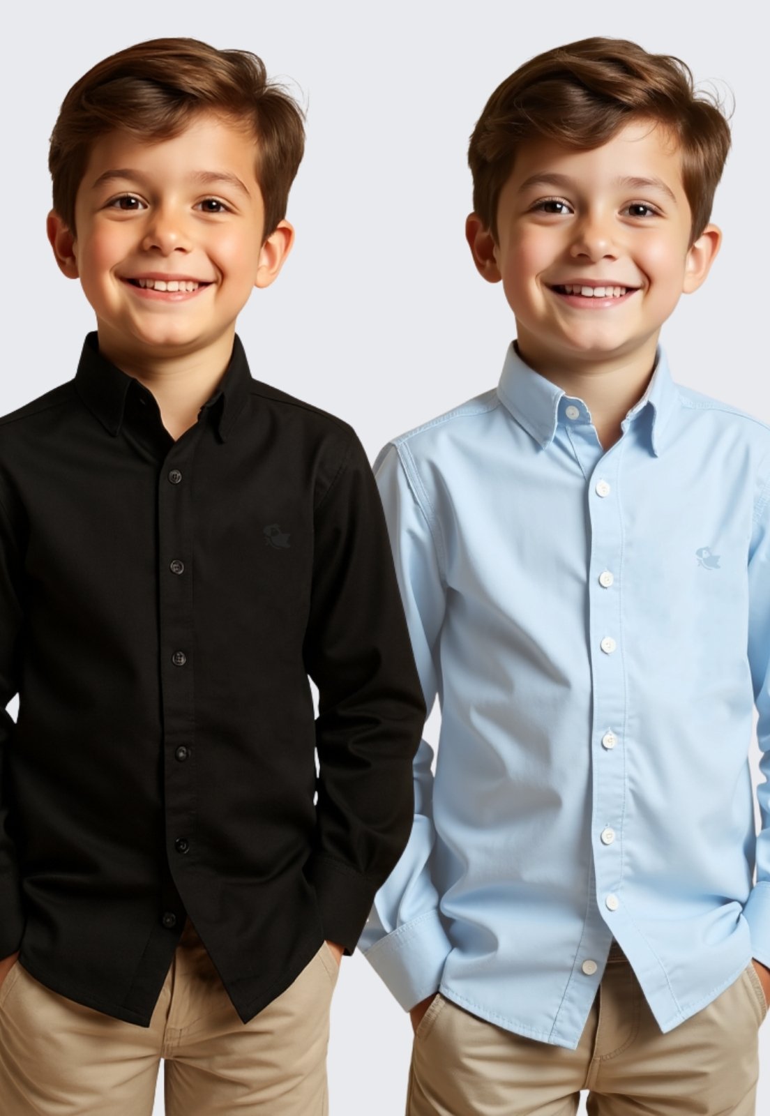 Vista 2 Infantil - Kit 2 Camisa Social Masculina Daze Modas Preto e azul/preto azul Daze Modas azul/preto azul