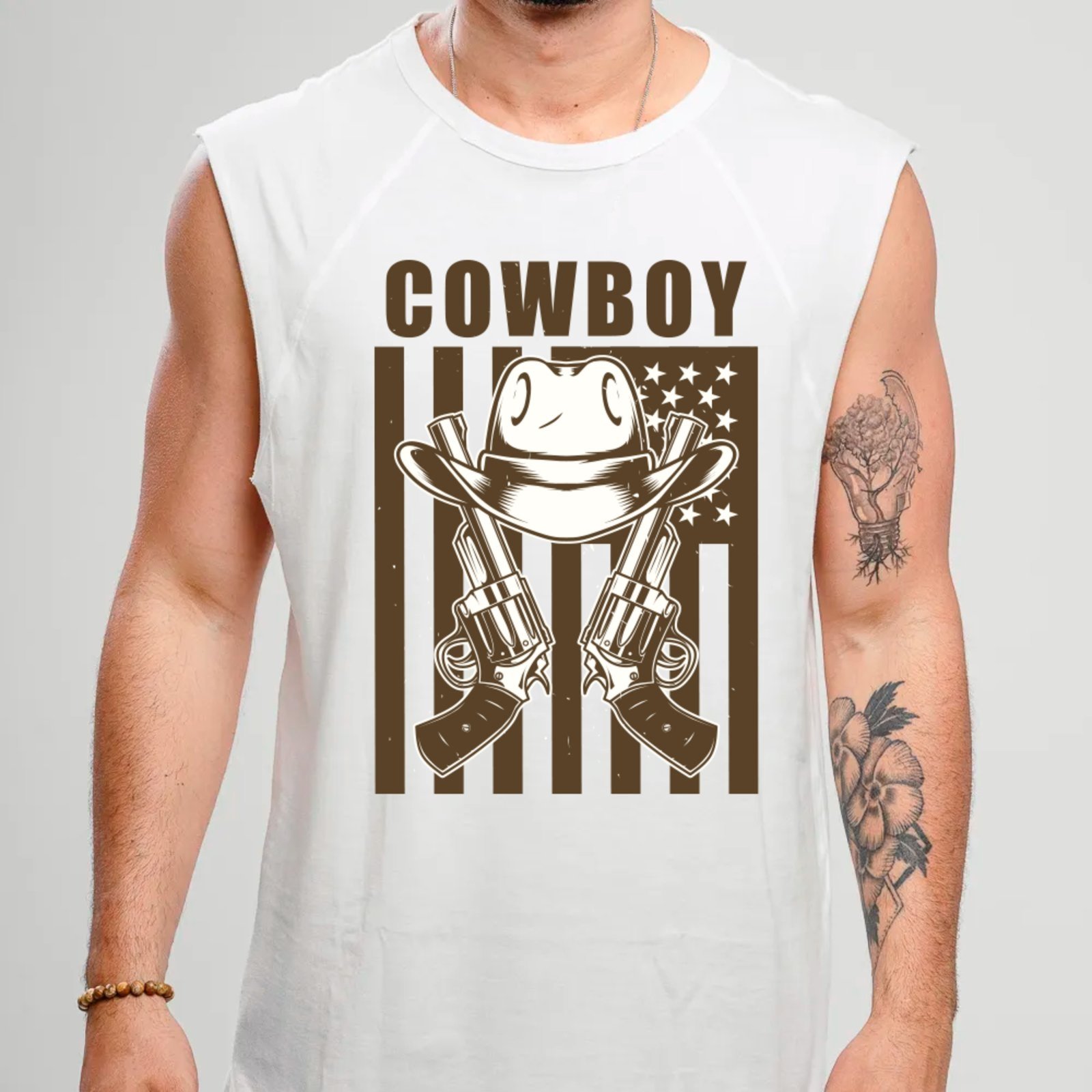 Camiseta Regata Machão Country Cowboy Estilo Autêntico Western Wear Masculina Branco