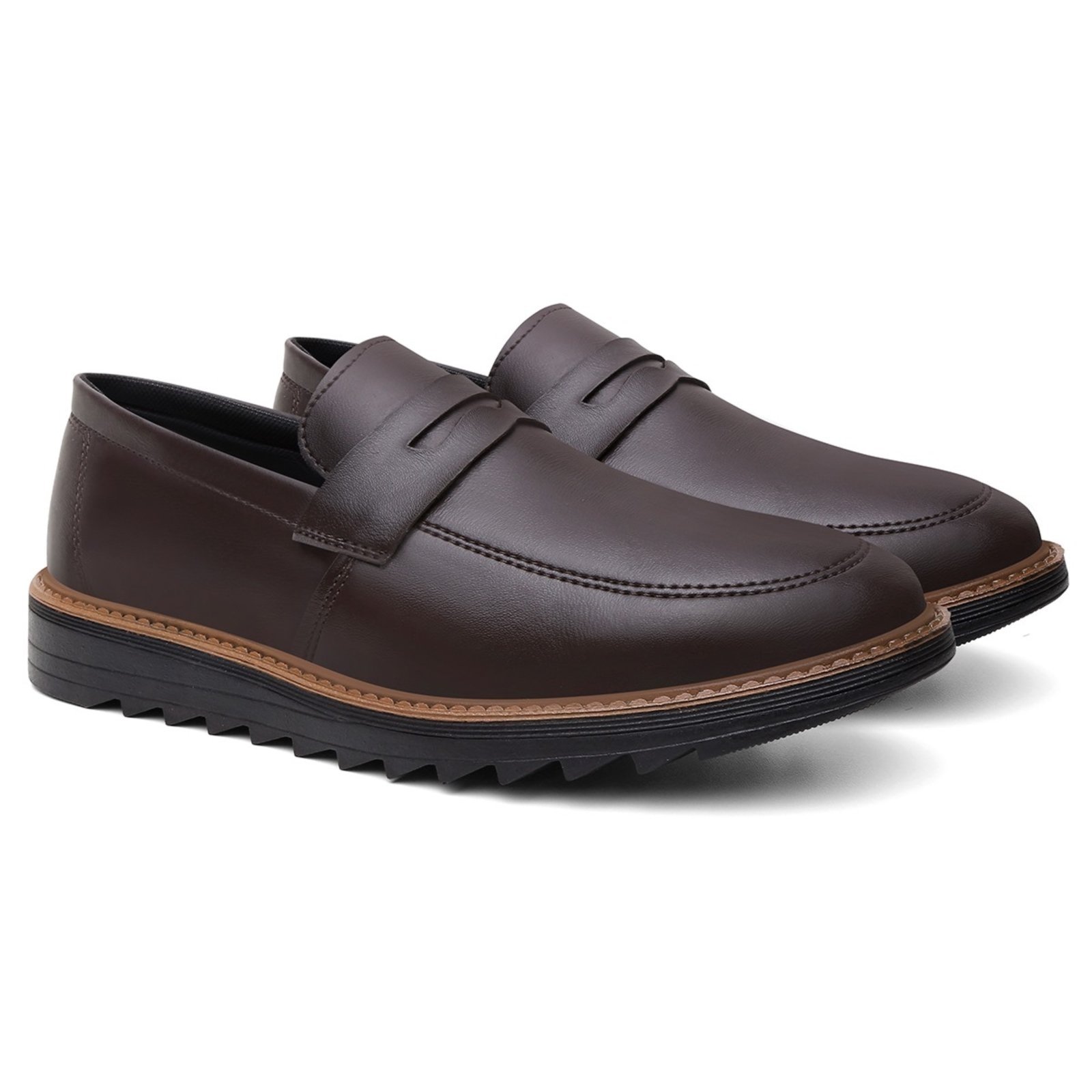Sapato Casual Masculino Veritimo Mocassim Derby Clássico Versátil Confortável Café