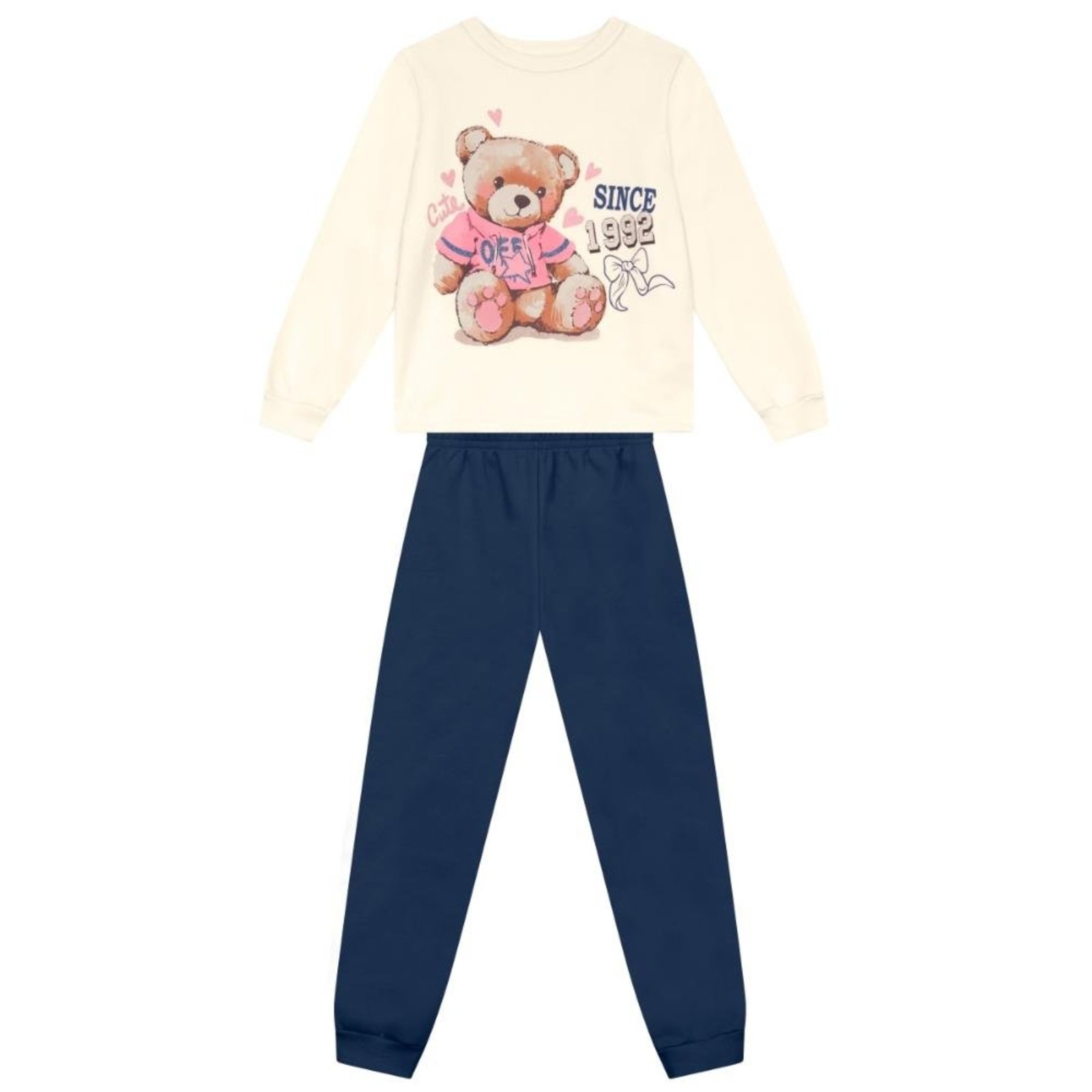 Infantil - Conjunto menina de urso com glitter Brandili