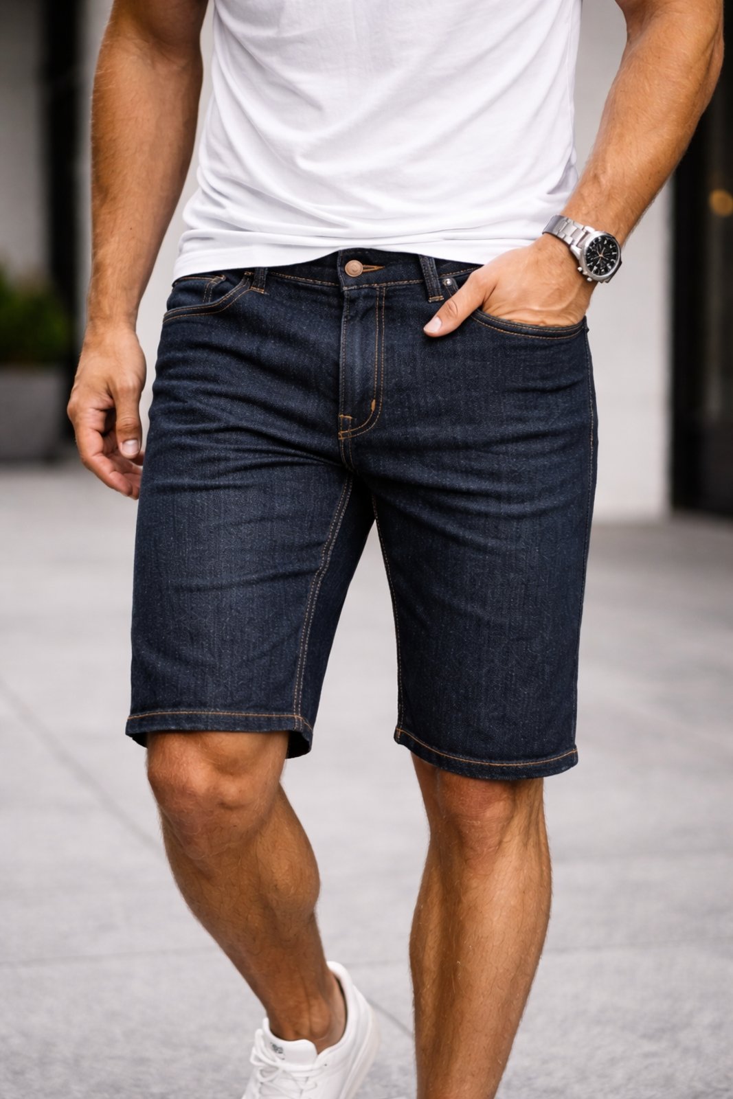 Bermuda Jeans Masculina Tempo Habil Casual e Confortavél Escura Black