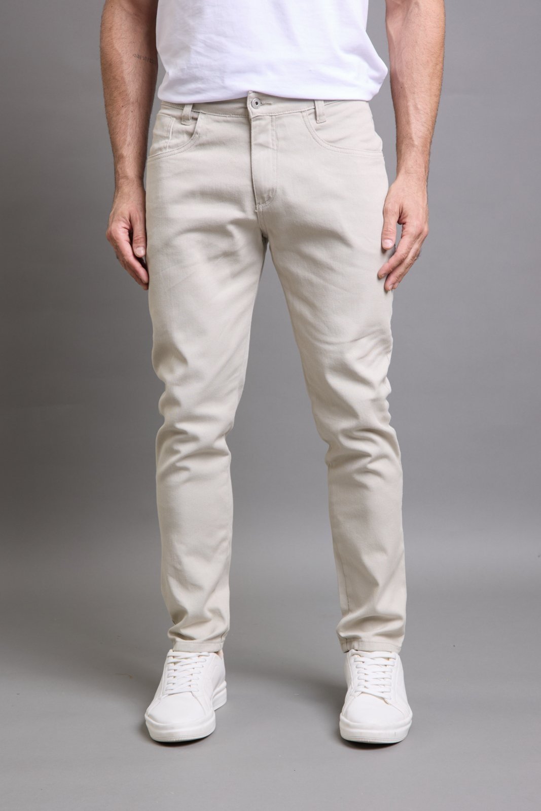 Calça Sarja Slim Masculina Five Pockets Lemier Collection Areia