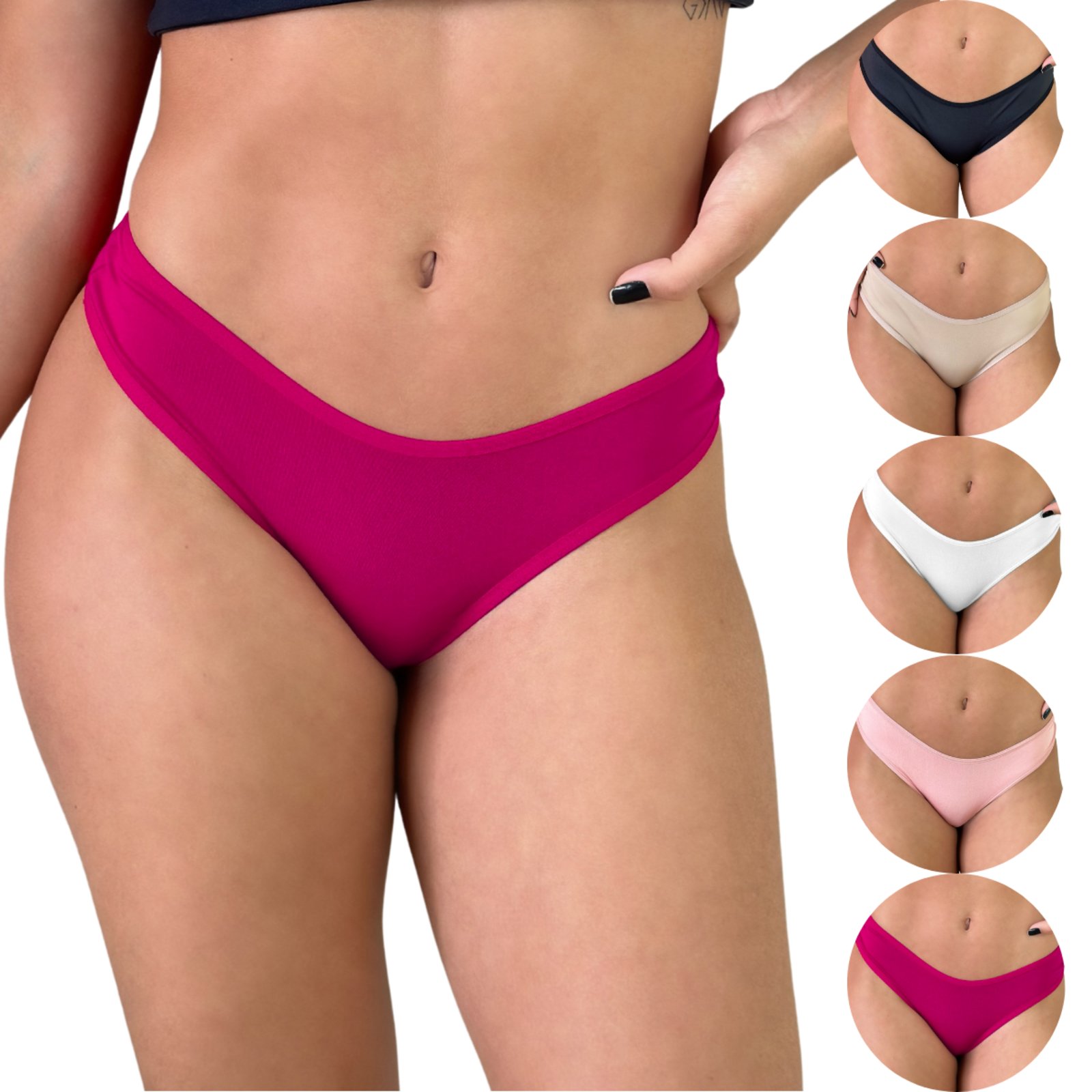 Kit 5 Calcinha de Algodão Feminina Tanga Respirável Cotton MULTI