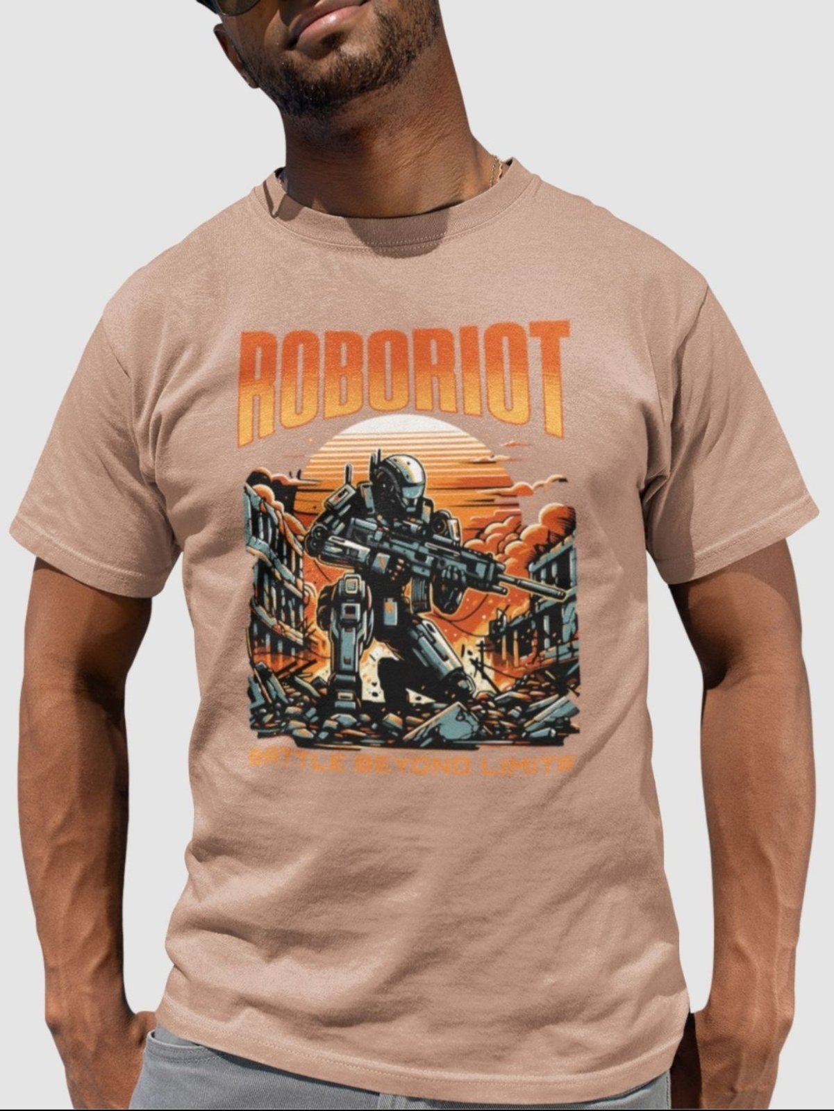 Camiseta Básica Masculina GuGi Roboriot Scifi Revolução Das Maquinas Exterminador Do Futuro Caqui