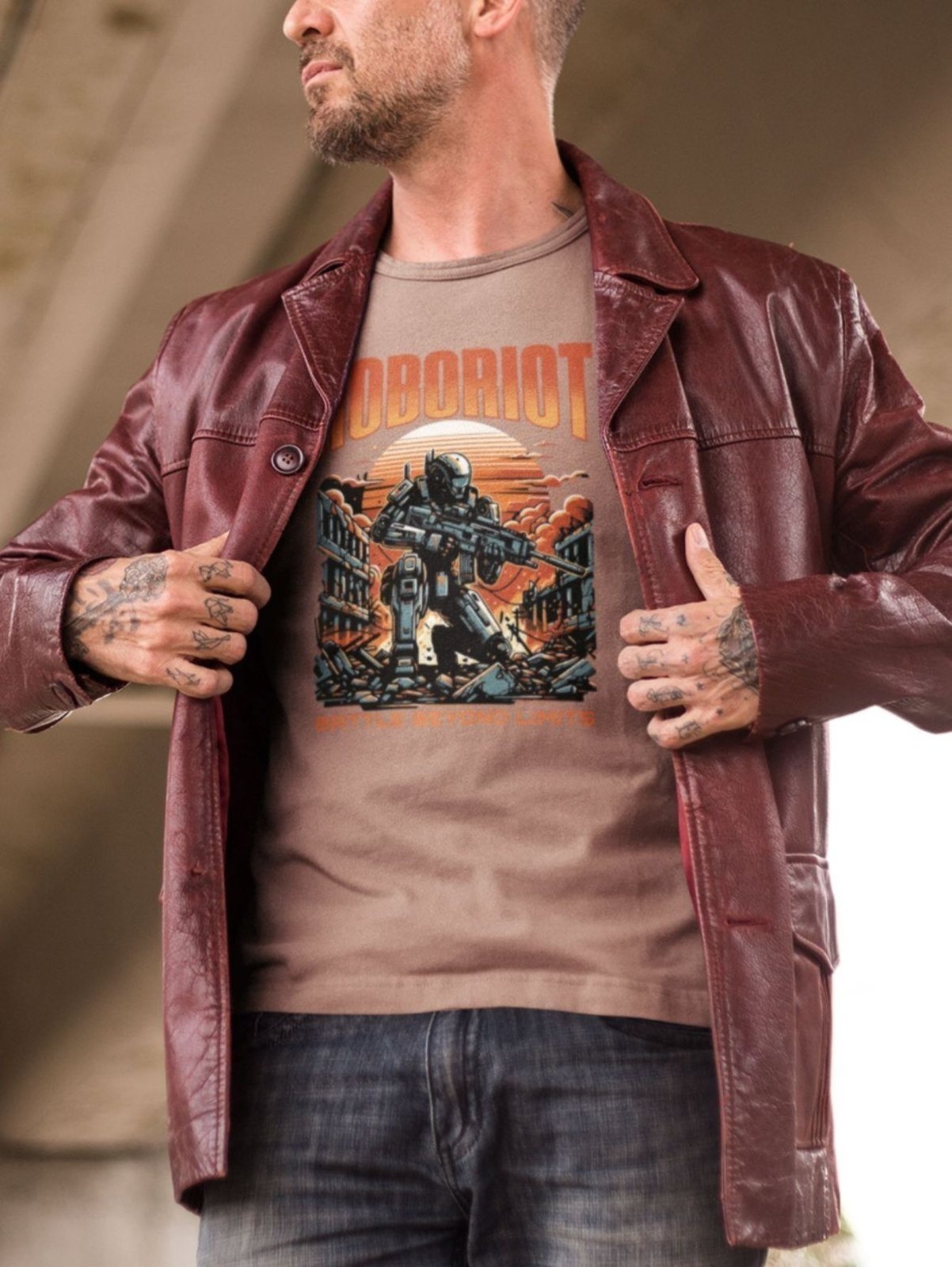 Vista 3 Camiseta Básica Masculina GuGi Roboriot Scifi Revolução Das Maquinas Exterminador Do Futuro Caqui cáqui caqui Gugi cáqui caqui