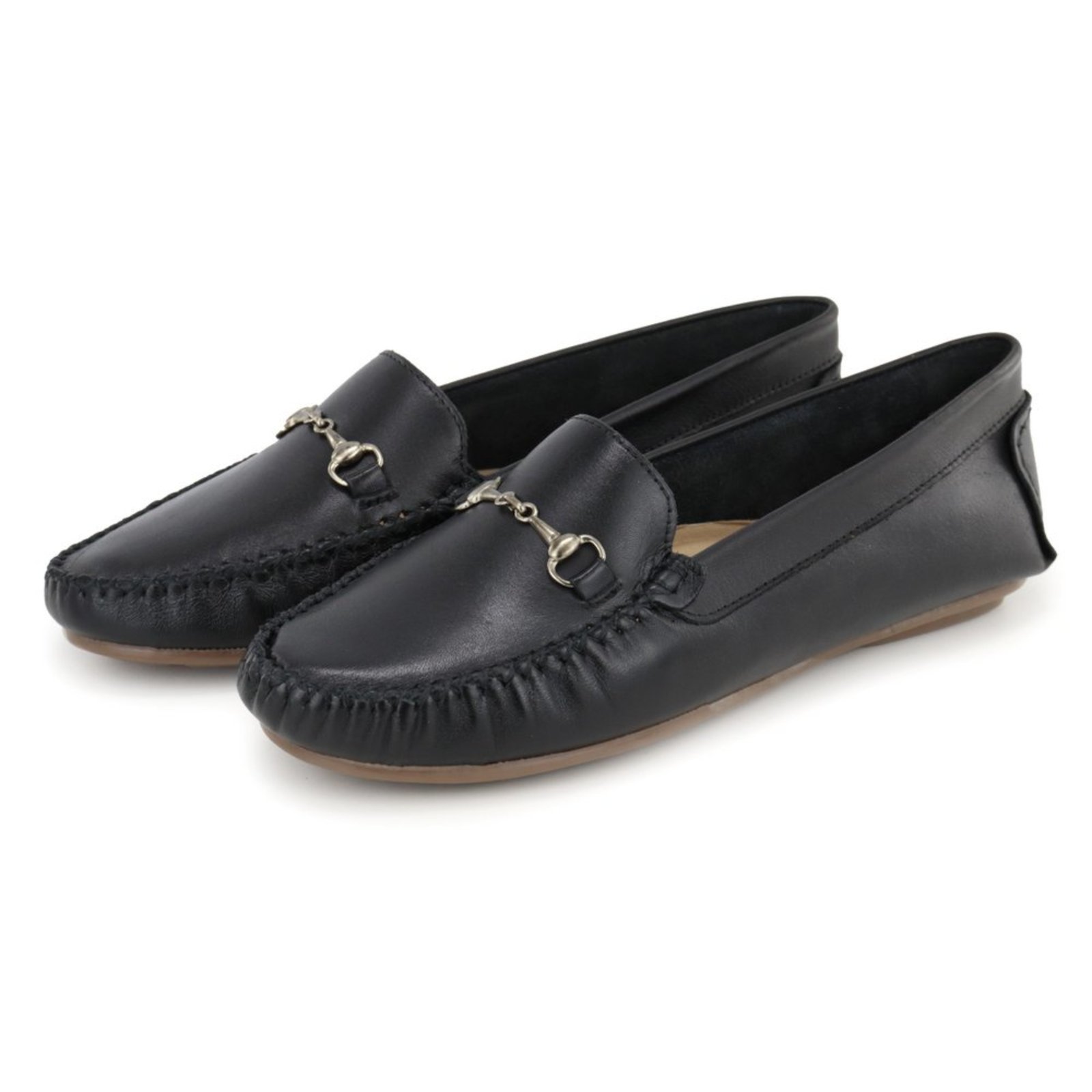 Mocassim Feminino Drive com Fivela em Couro Preto