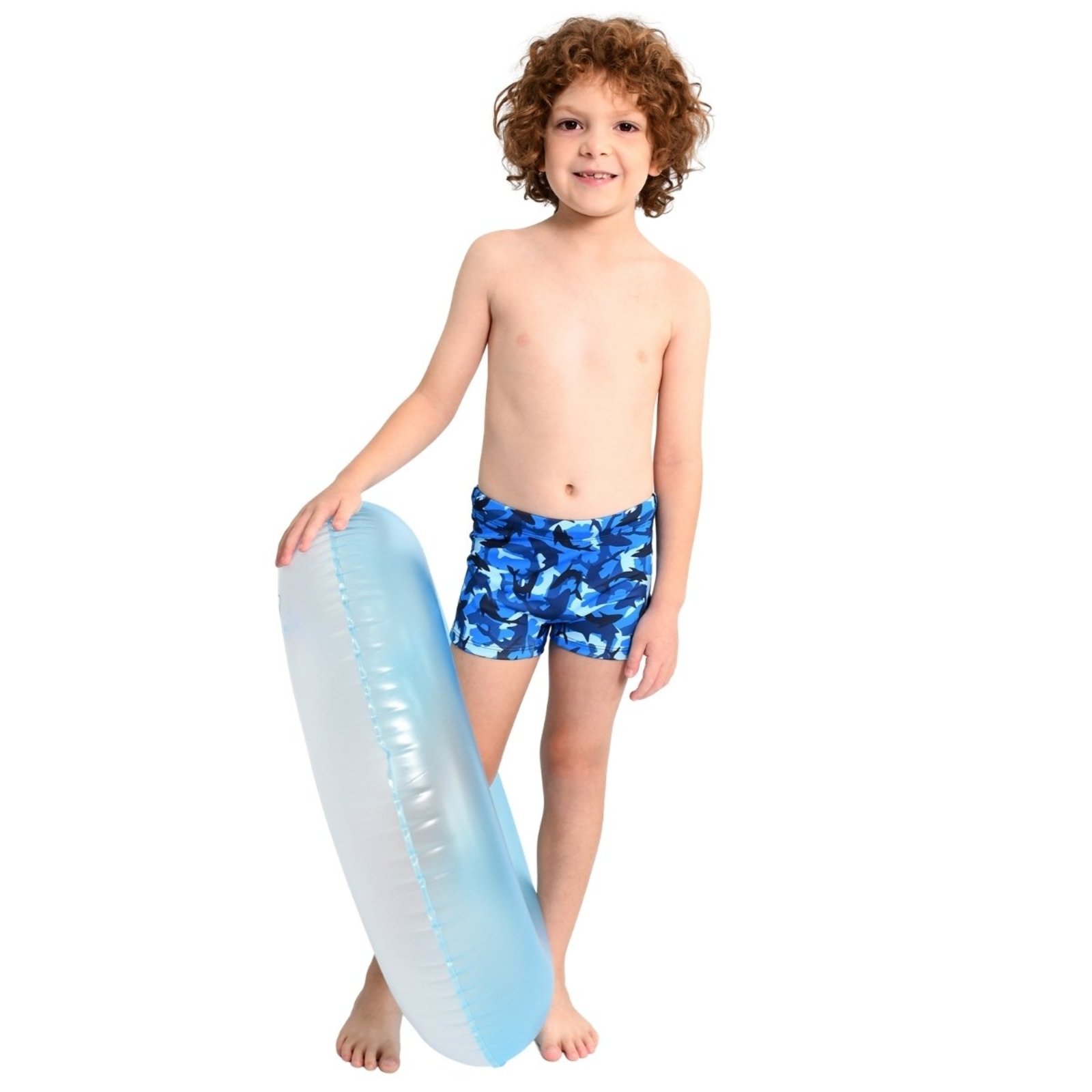 Sunga Boxer Menino Proteção UV FPS 50+ Marujos E Sereias Azul Camuflada