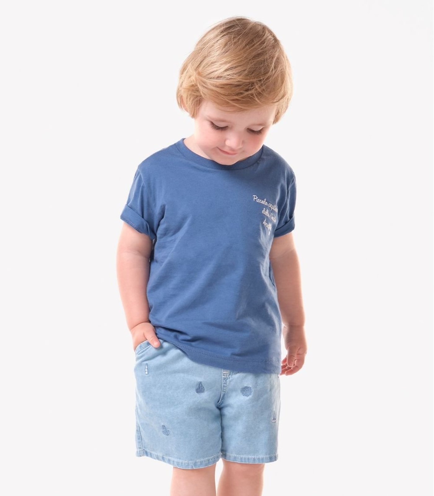 Infantil - Conjunto Camiseta Com Bermuda Trick Nick Azul