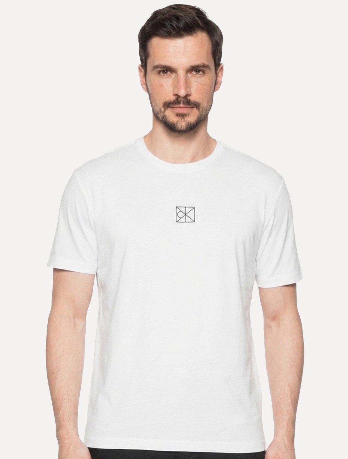Camiseta Calvin Klein Masculina Center CK Rubber Patch Branca