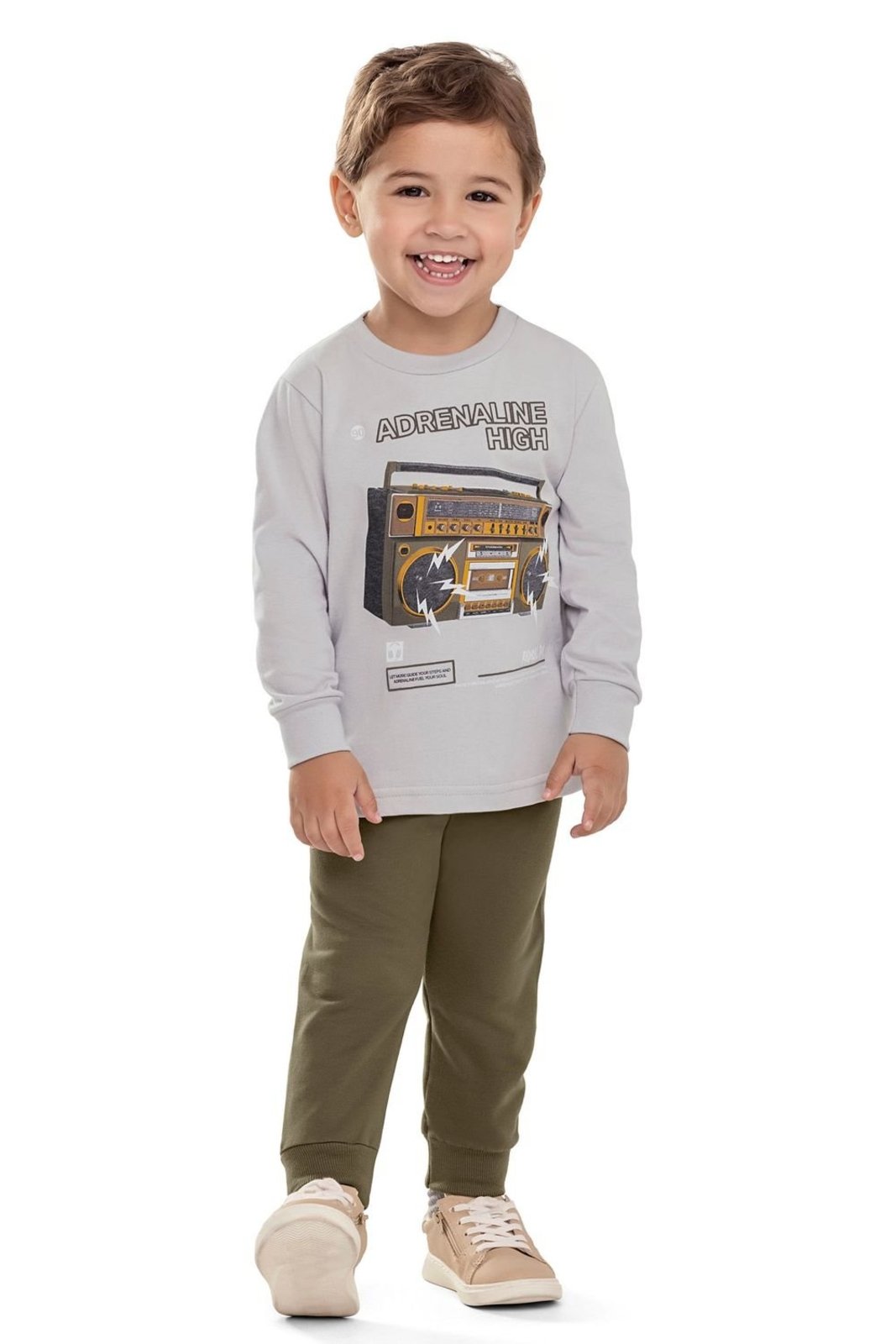 Infantil - Conjunto Longo Menino Rádio Elian Cinza