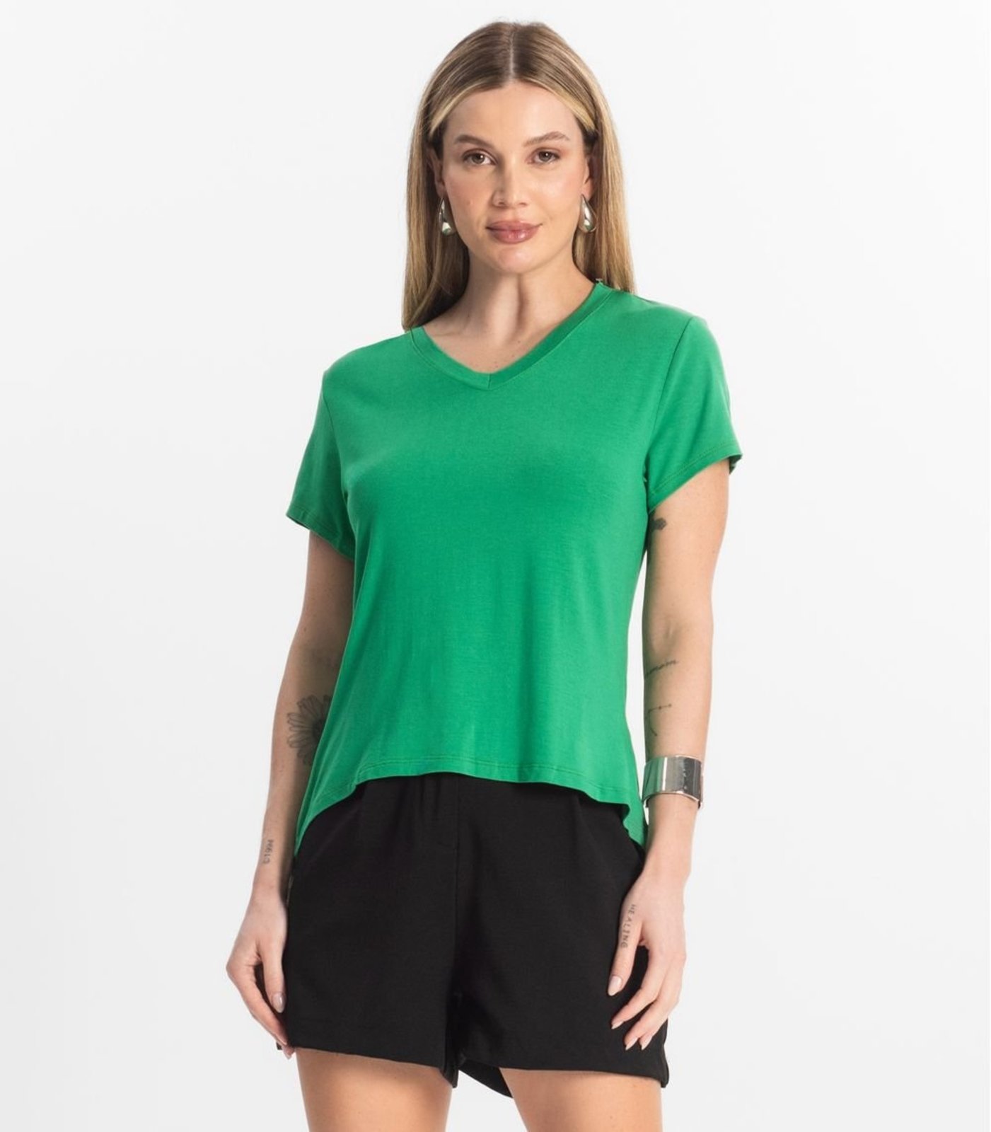 Blusa Básica Feminina Viscotorcion Rovitex Verde