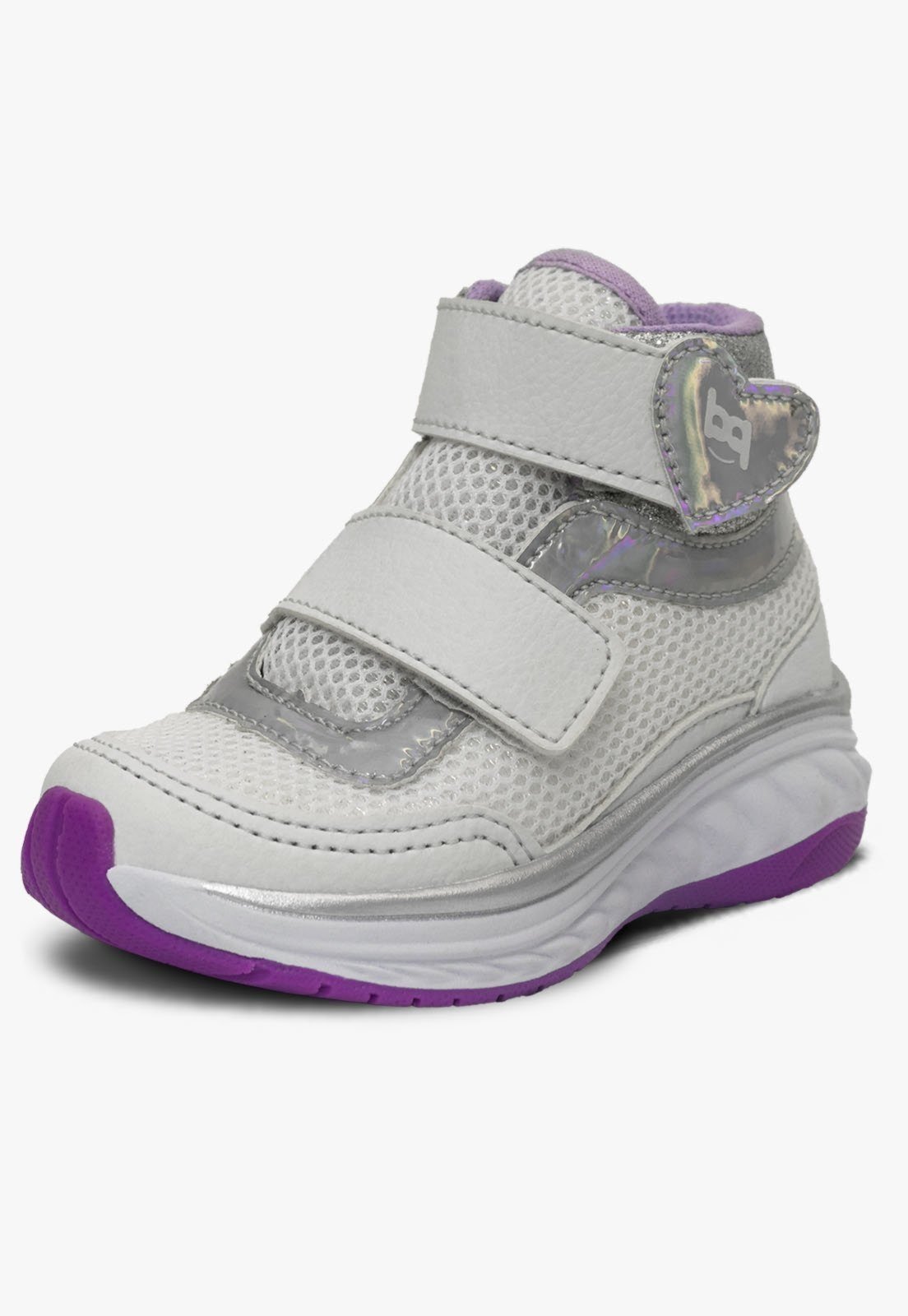 Vista 3 Infantil - Kit Bolsa e Tenis Menina Cano Alto Pópidi Glitter Prata branco Pópidí branco