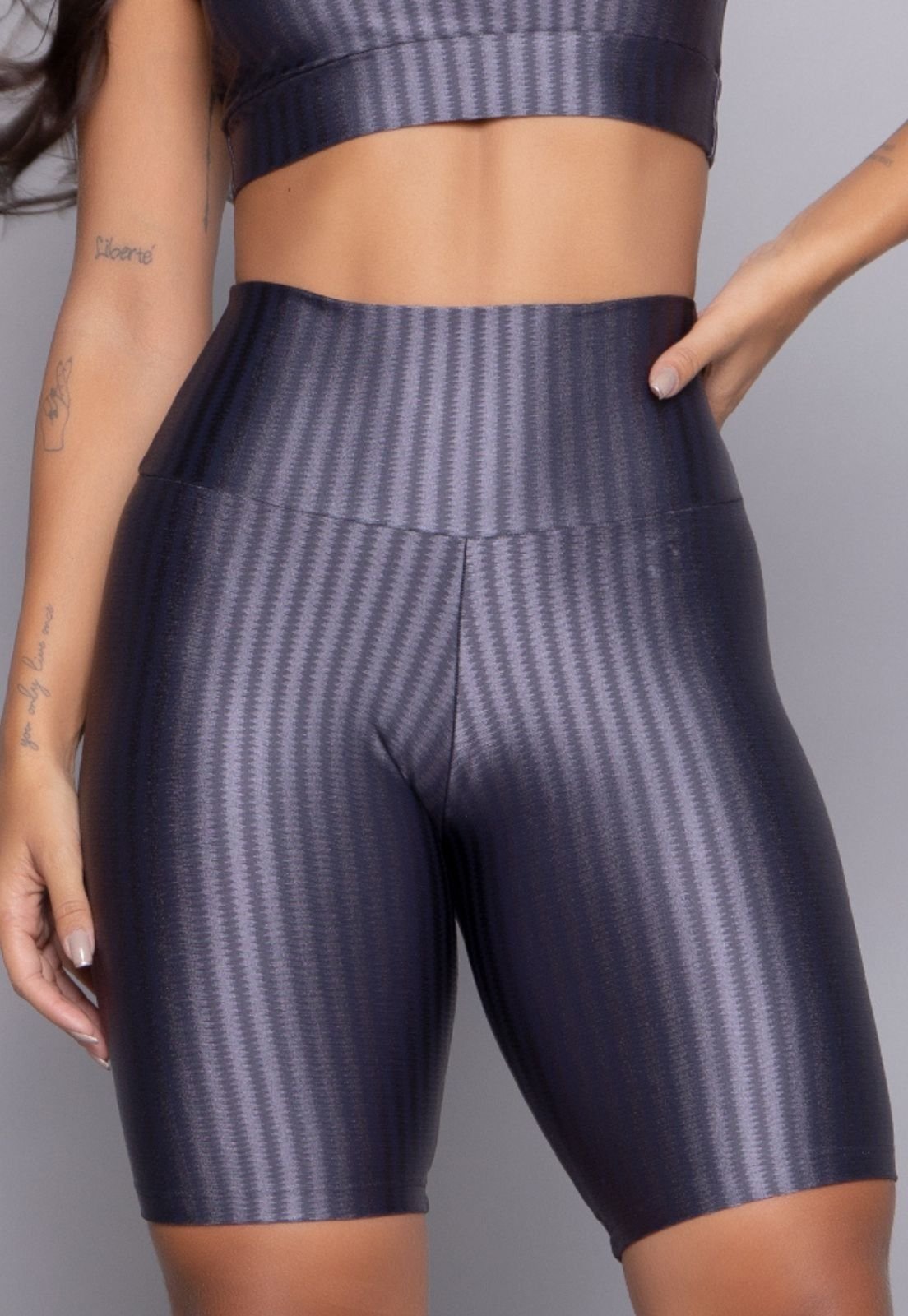 Bermuda New Zig Vekyo Ciclista Fitness 3D Ikat Feminina Cinza