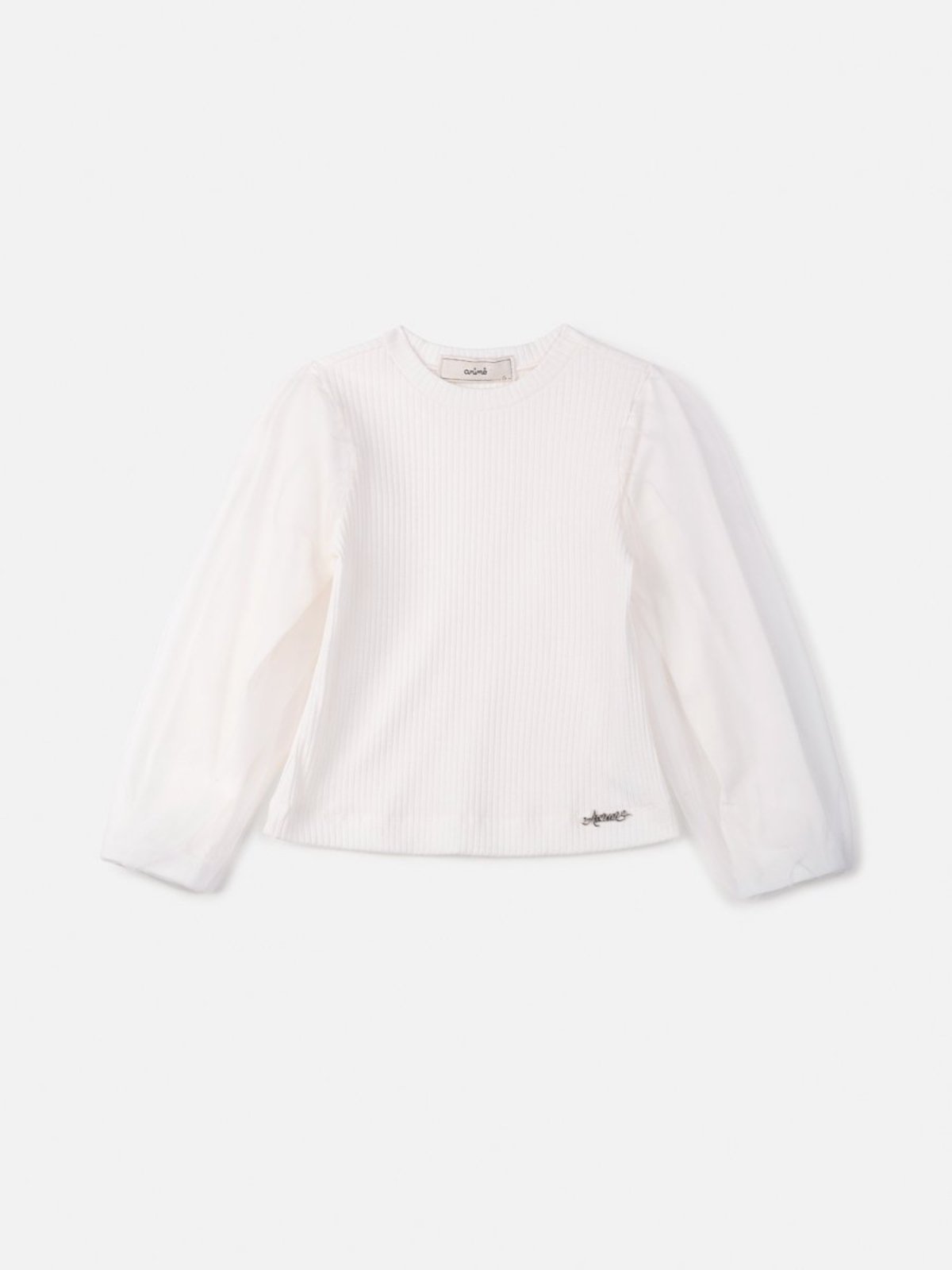 Infantil - Blusa de Ribana com Mangas Longas de Tule