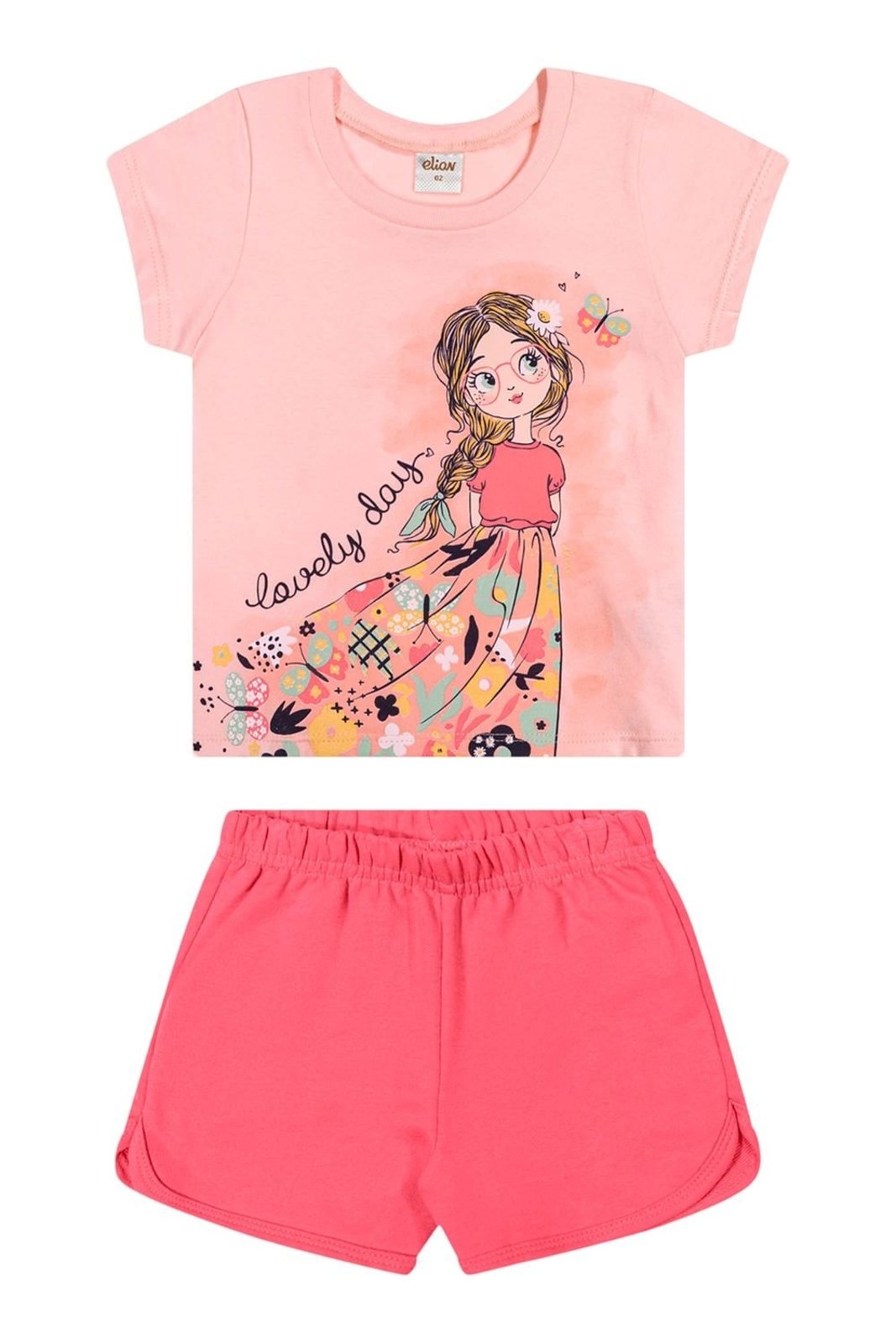 Infantil - Conjunto Menina Estampa Frontal Elian Rosa