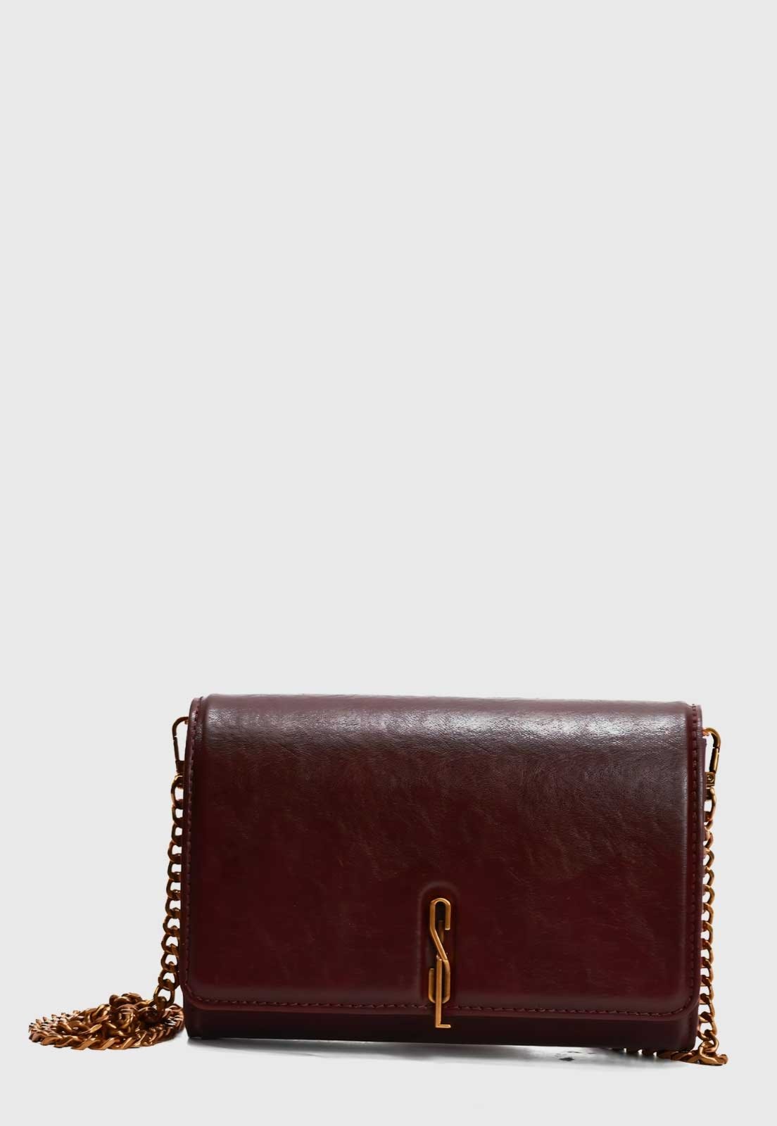 Bolsa Feminina Santa Lolla Retangular Corrente Bordô
